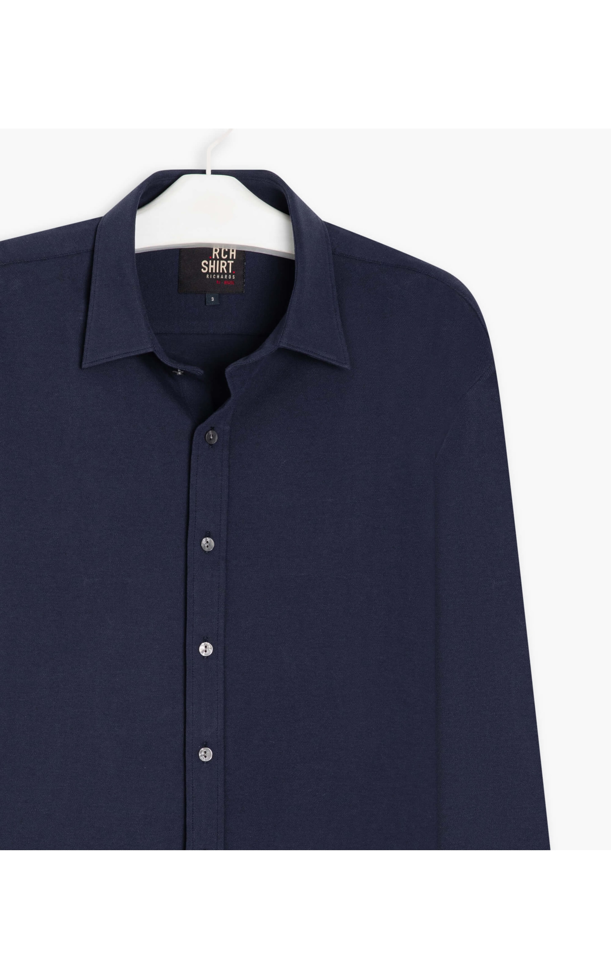 Camisa Piquet Classic Ml Dark Navy