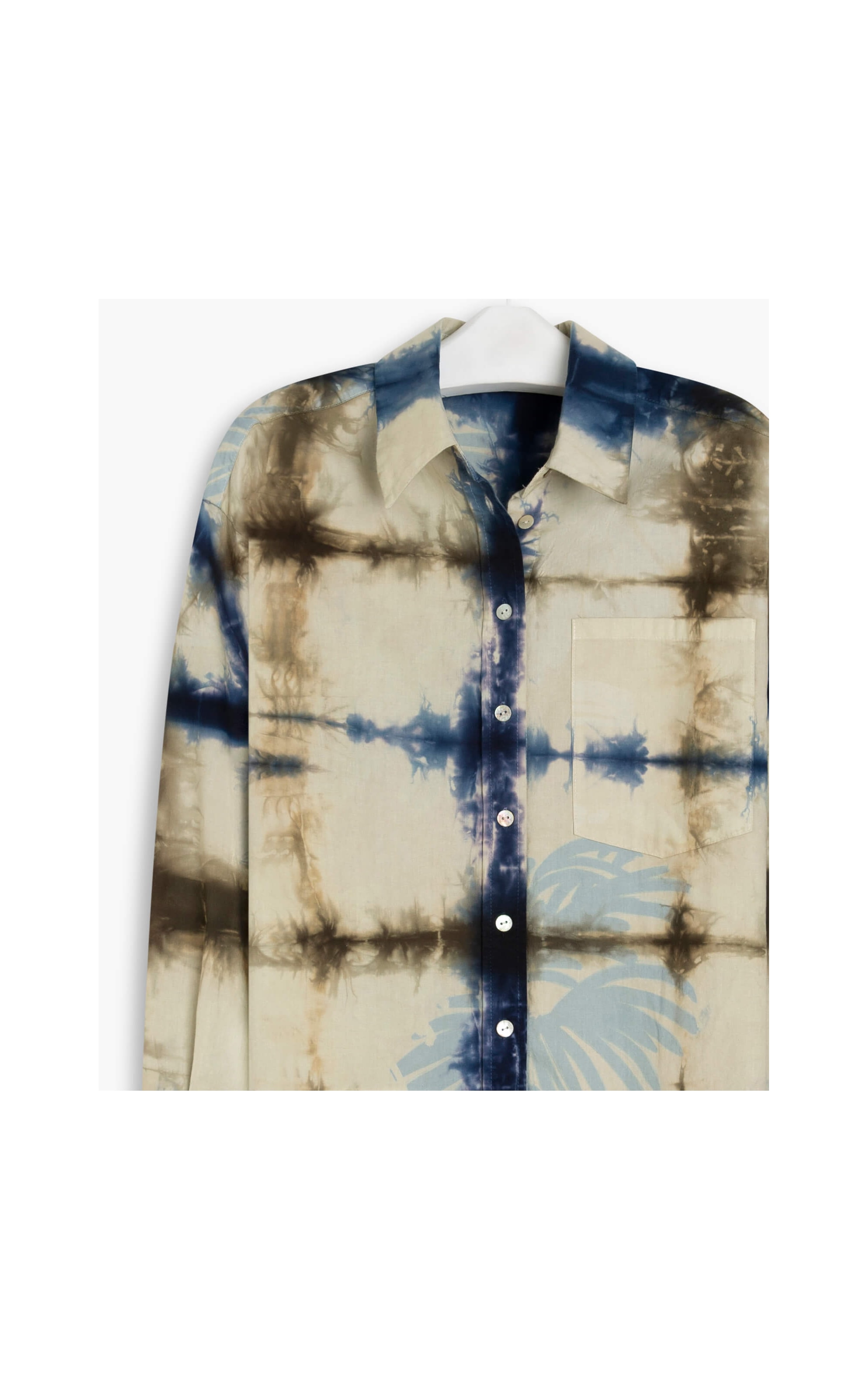 Camisa Piva Tie Dye Leaves Marinho