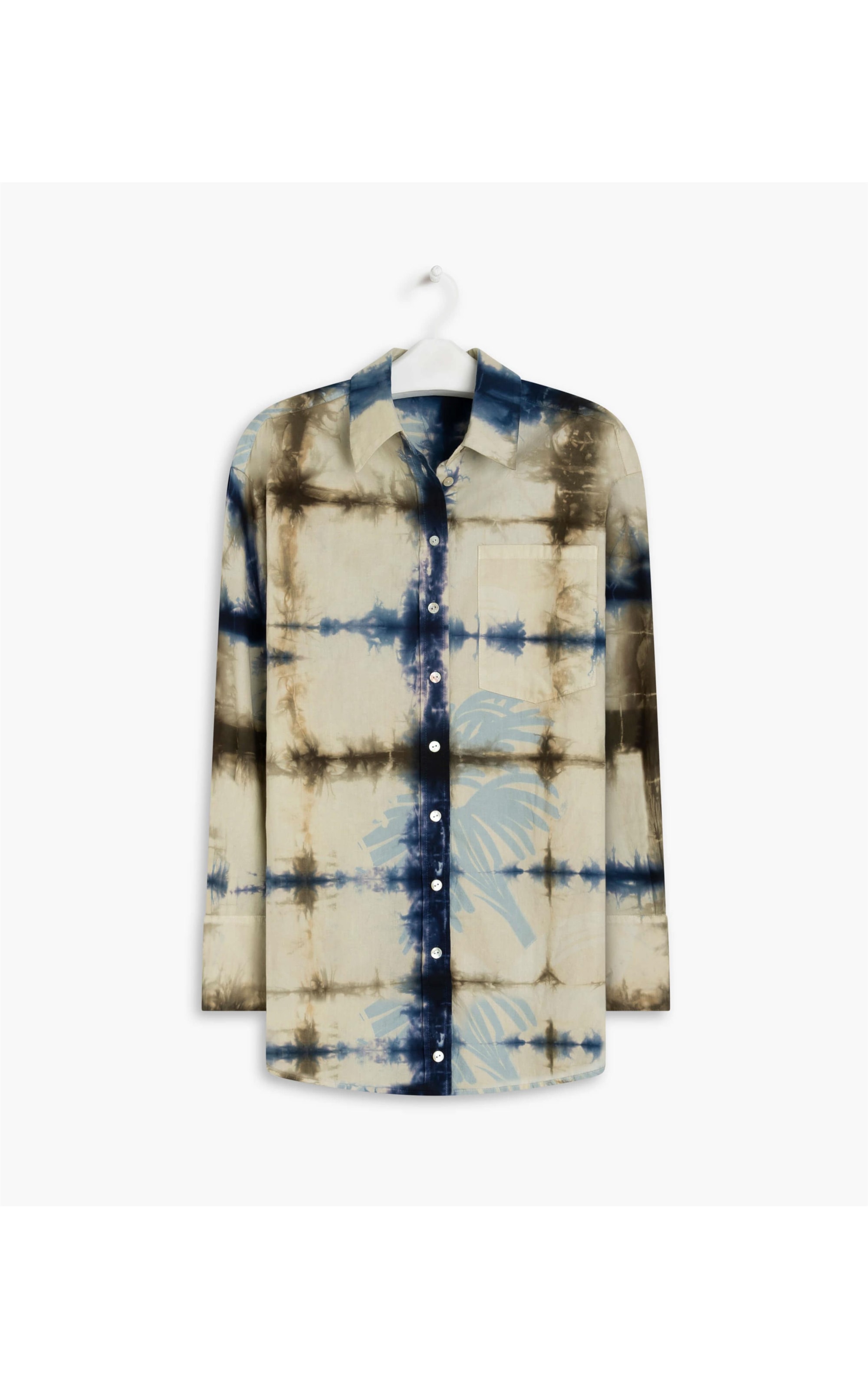 Camisa Piva Tie Dye Leaves Marinho