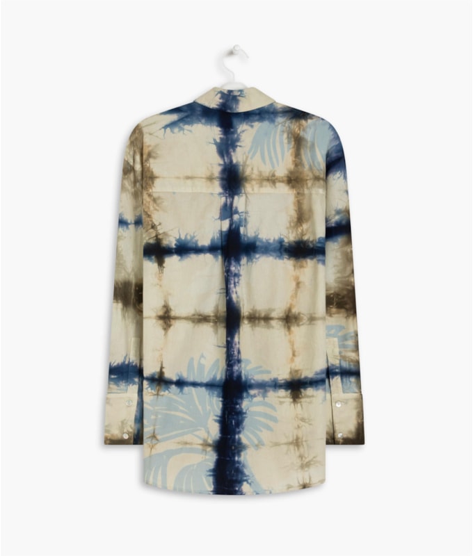 Camisa Piva Tie Dye Leaves Marinho