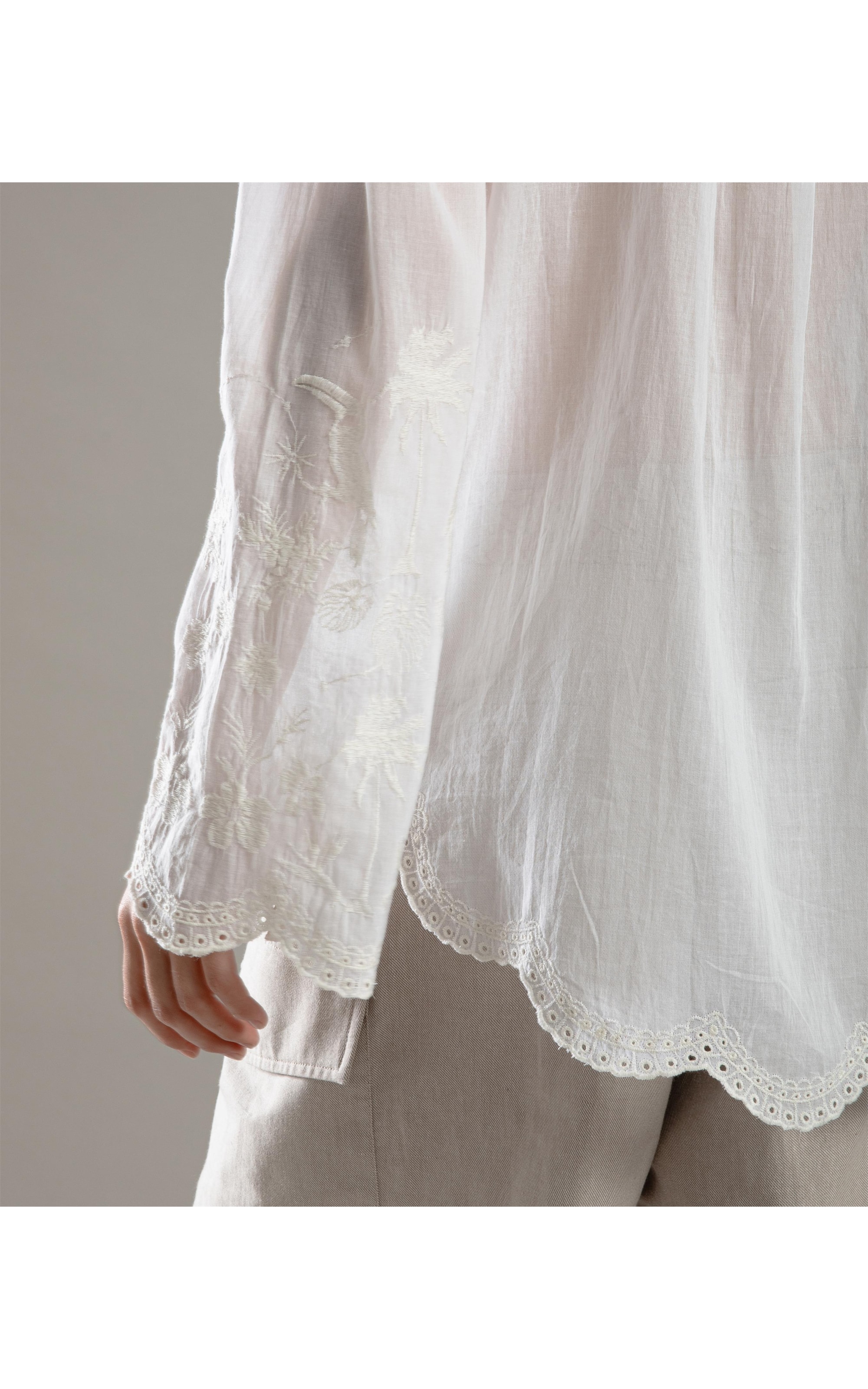 Camisa Piva Voilcotton Bordada Branco