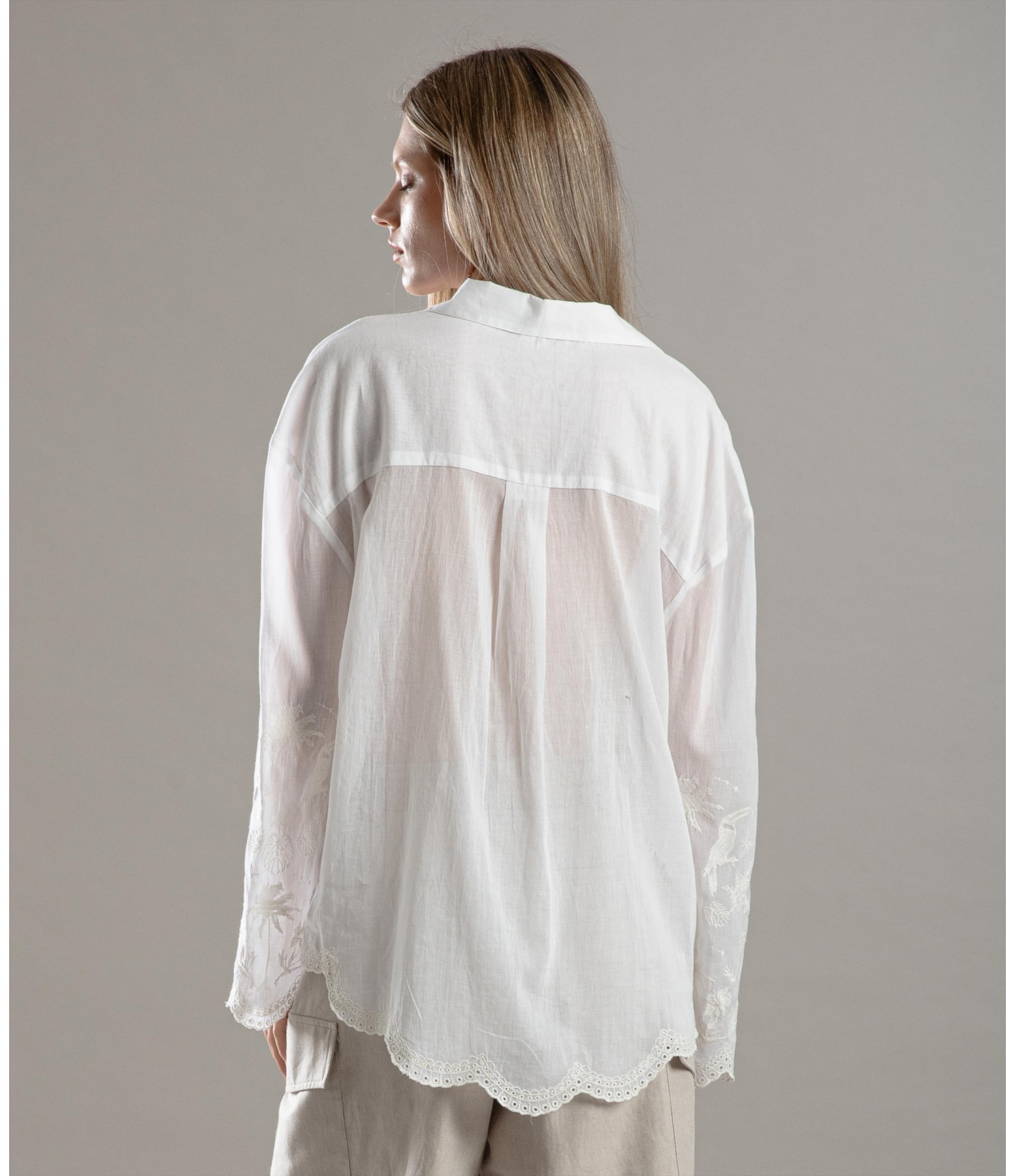 Camisa Piva Voilcotton Bordada Branco