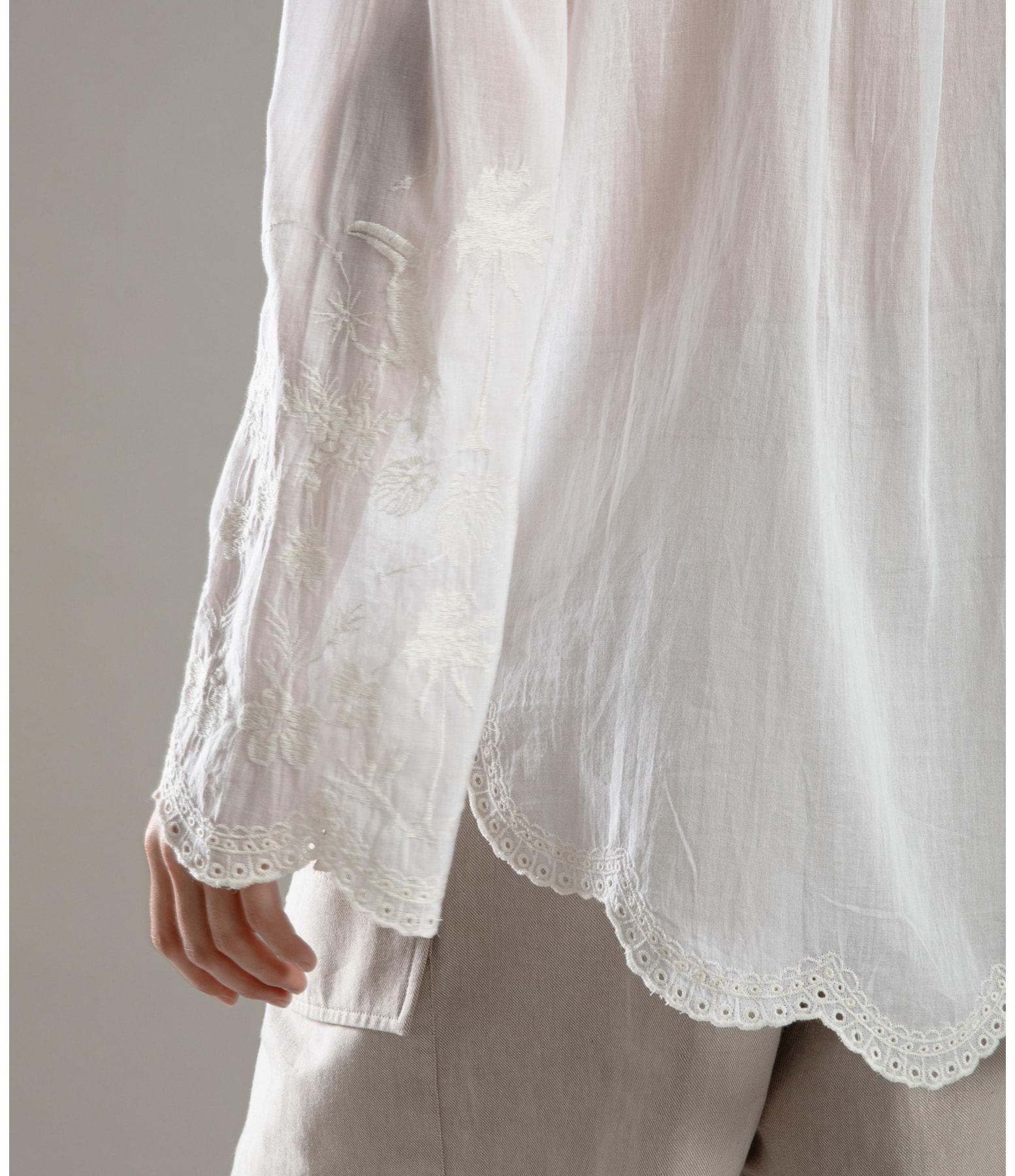 Camisa Piva Voilcotton Bordada Branco
