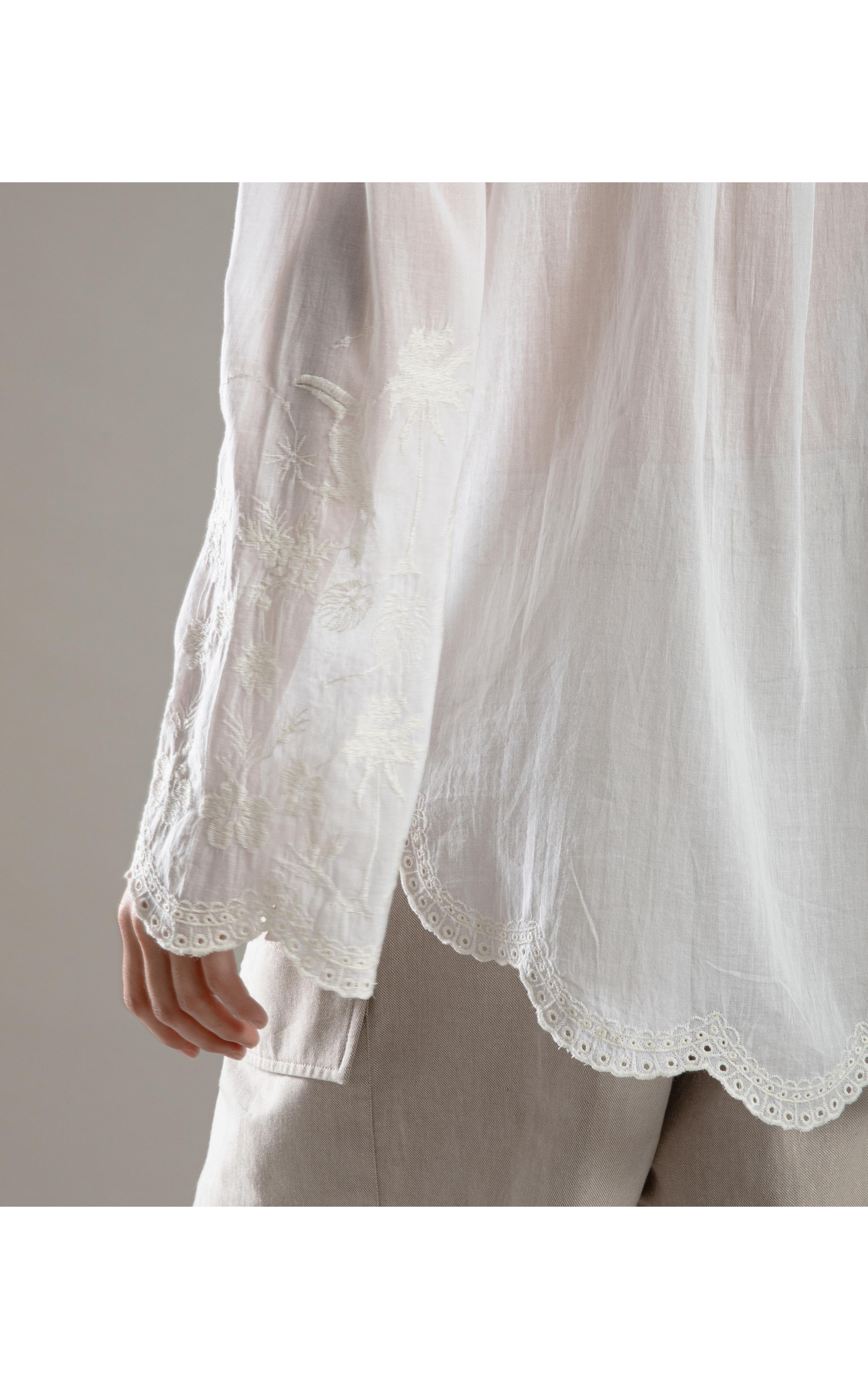 Camisa Piva Voilcotton Bordada Branco