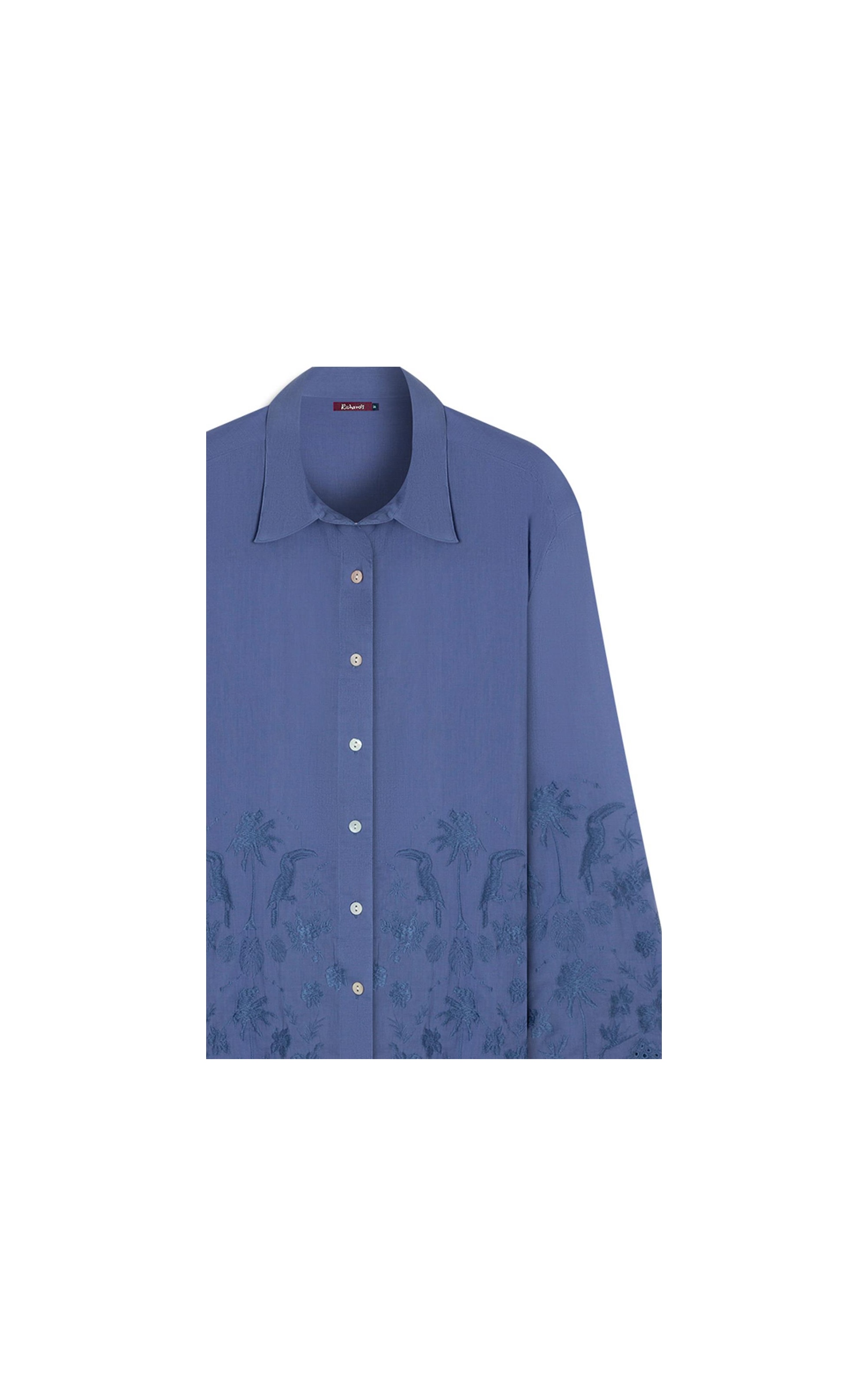 Camisa Piva Voilcotton Bordada  Fucsia