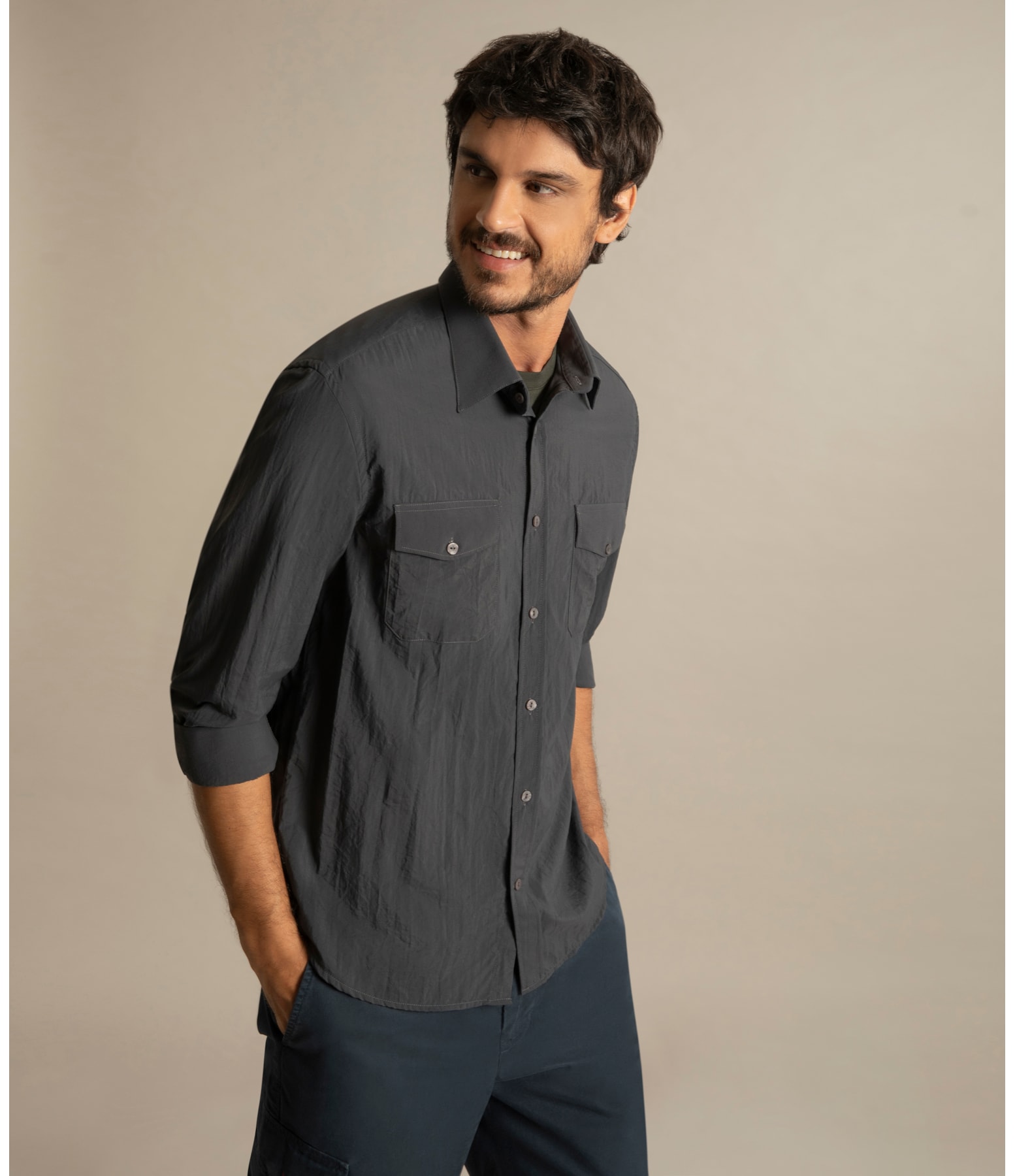  Camisa Pockets Amni Ml  Grafite