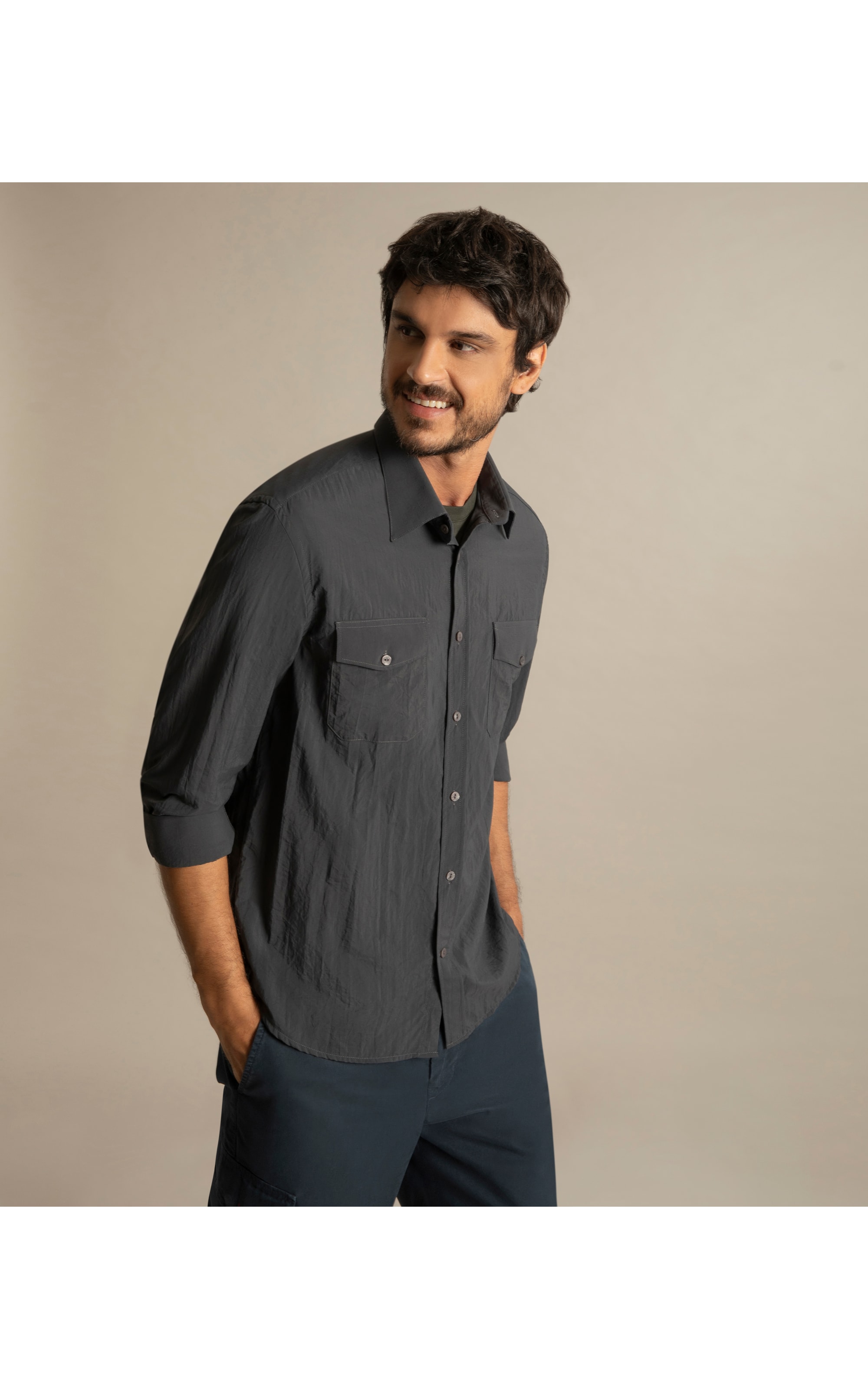  Camisa Pockets Amni Ml  Grafite