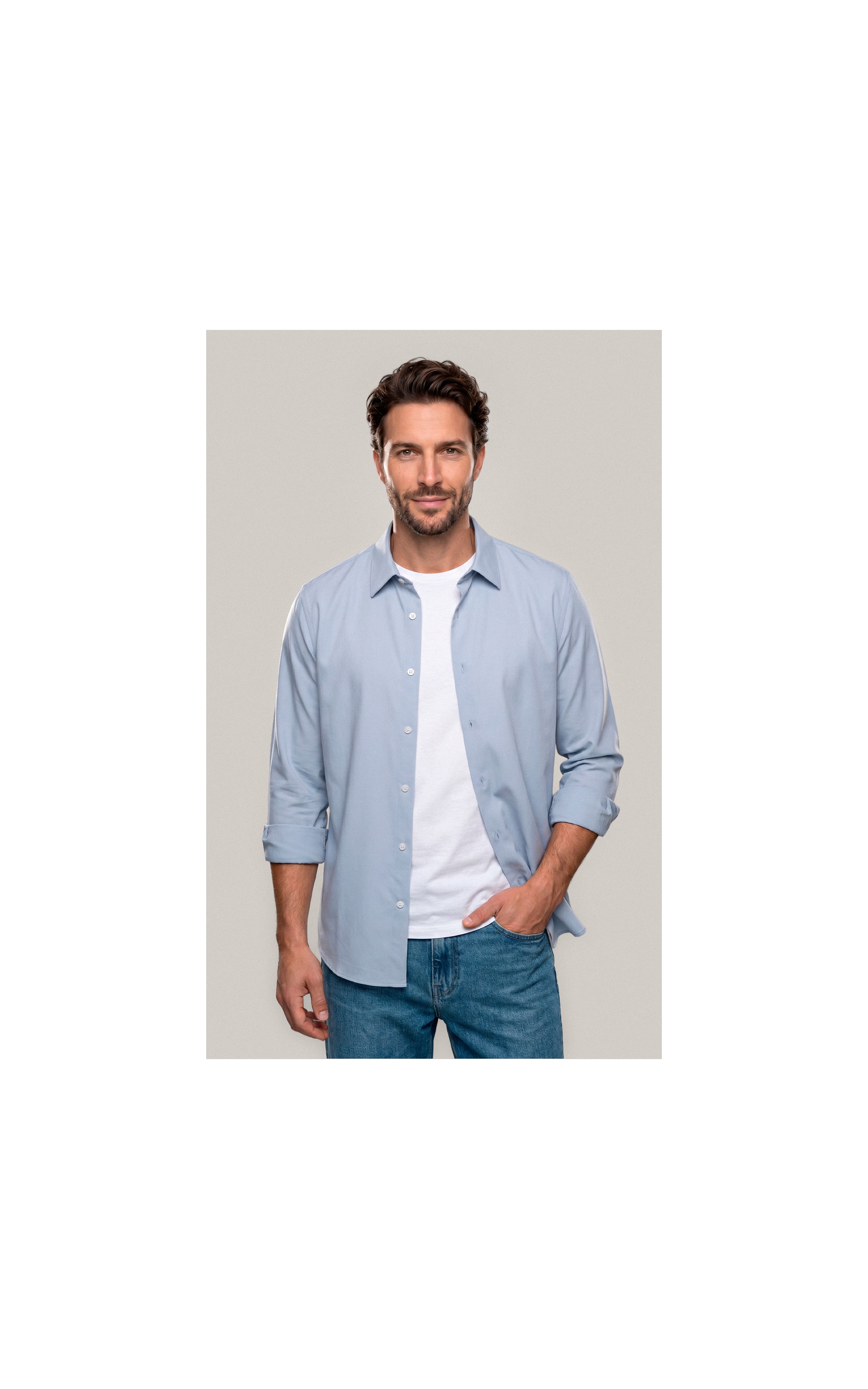 Camisa  Poli Bambu Classic St Ml Azul Seco