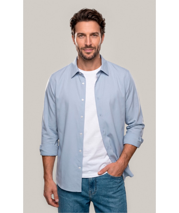 Camisa  Poli Bambu Classic St Ml Azul Seco