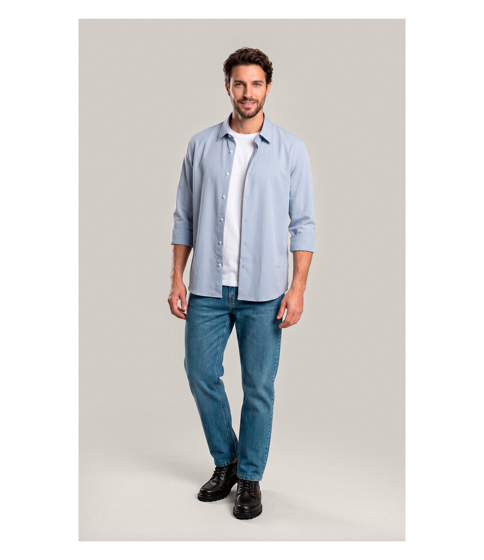 Camisa  Poli Bambu Classic St Ml Azul Seco