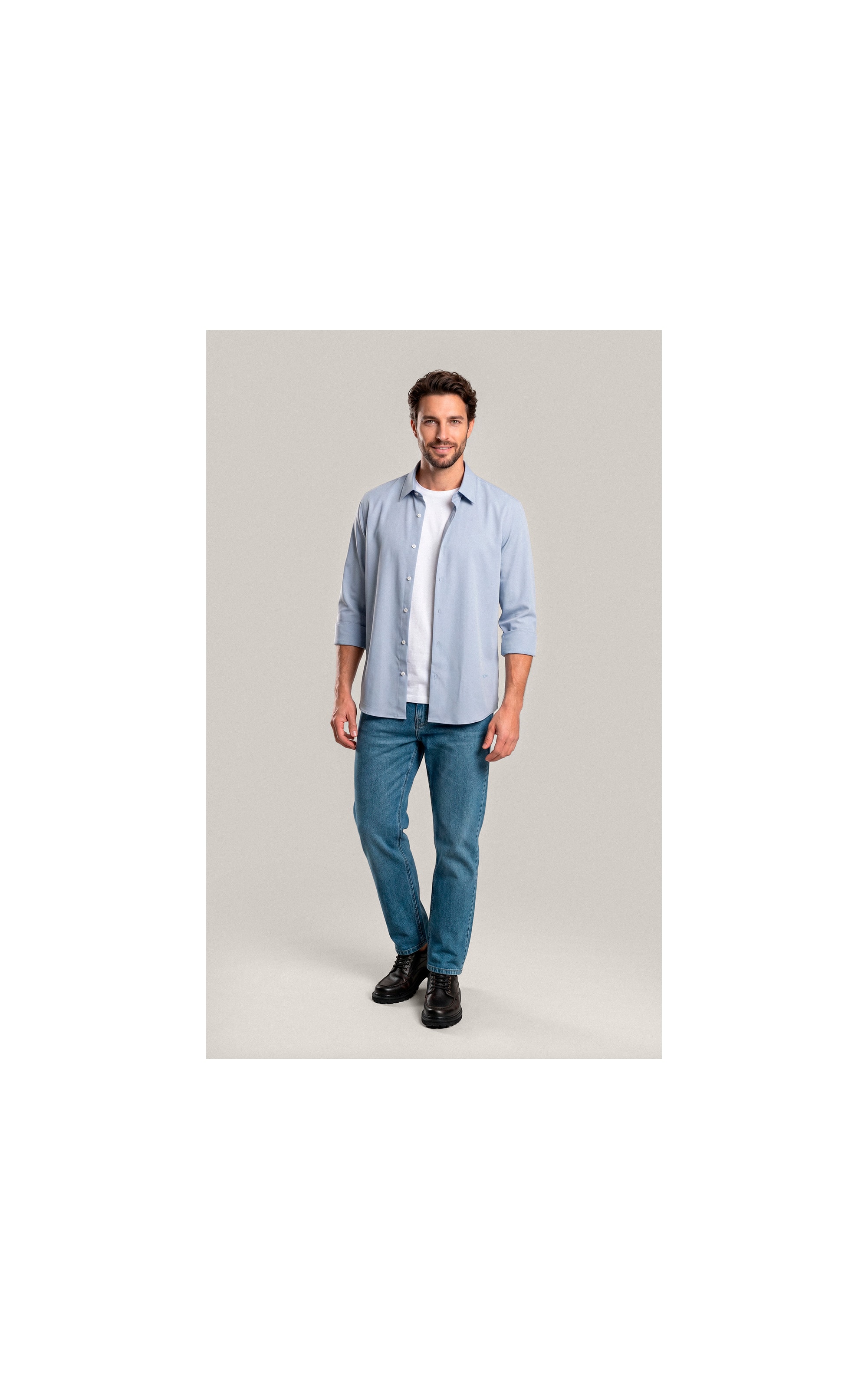 Camisa  Poli Bambu Classic St Ml Azul Seco
