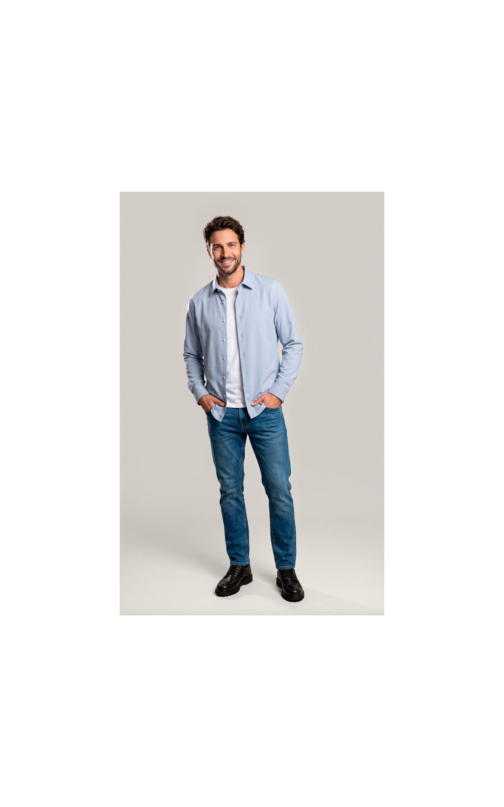 Camisa  Poli Bambu Classic St Ml Azul Seco