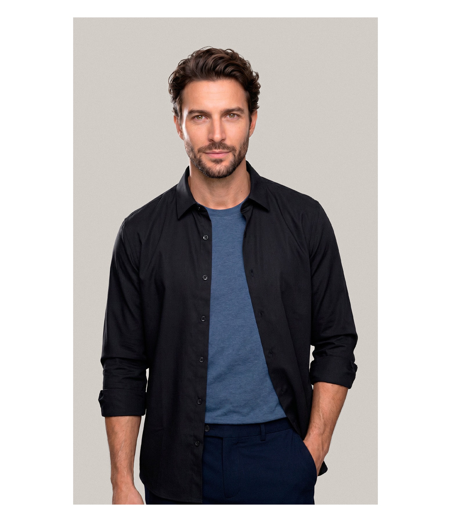 Camisa  Poli Bambu Classic St Ml Dark Navy