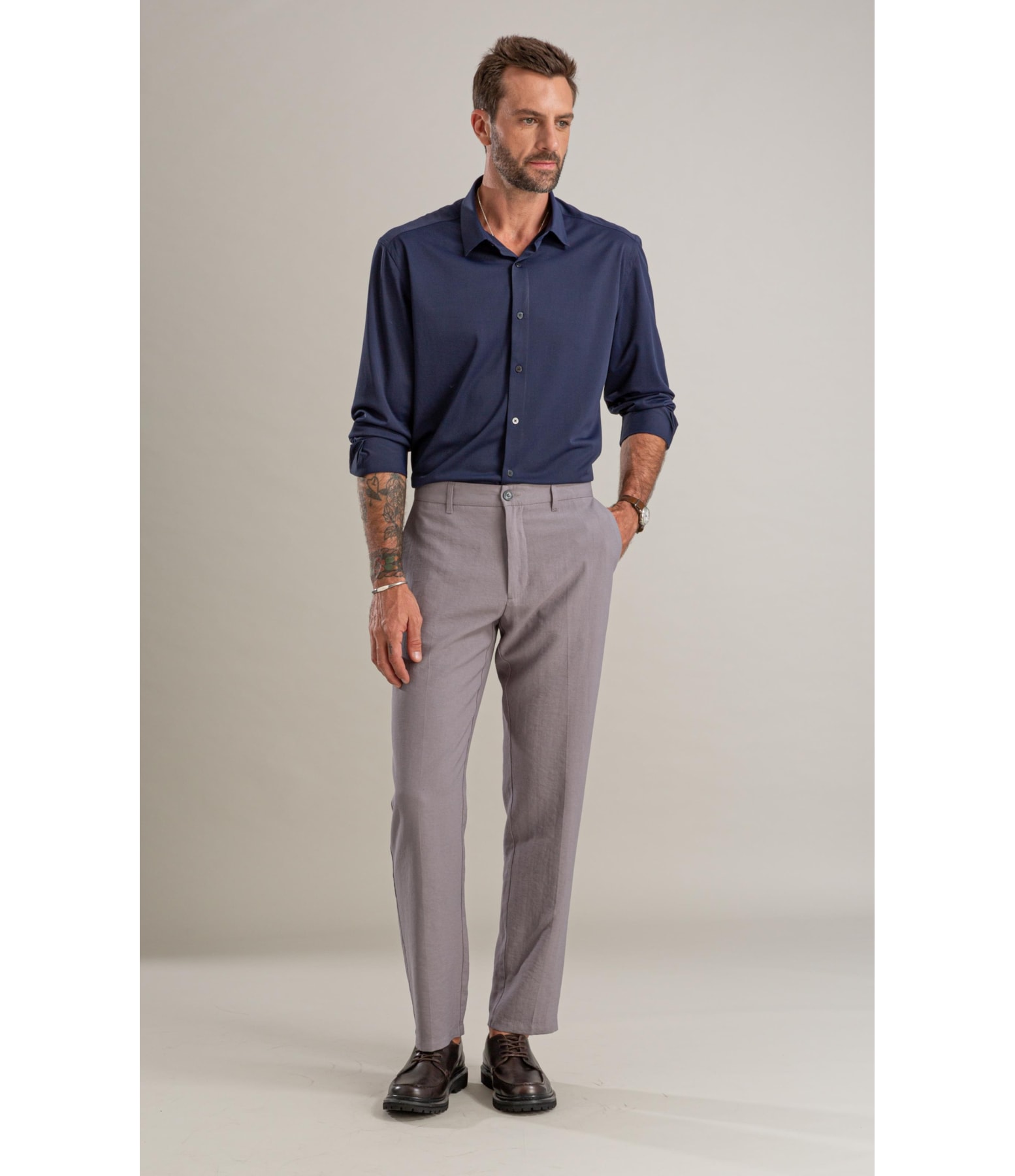 Camisa Politech Ml Dark Navy