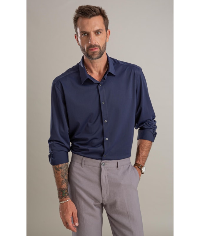 Camisa Politech Ml Dark Navy