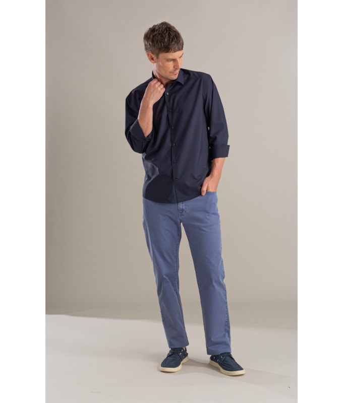 Camisa Politech Modal Ml Dark Navy