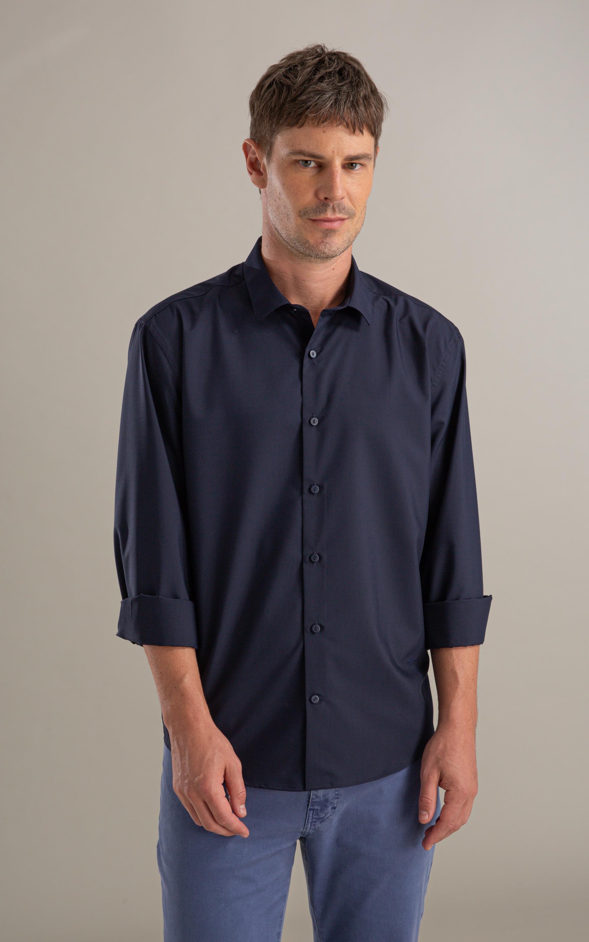Camisa Politech Modal Ml Dark Navy