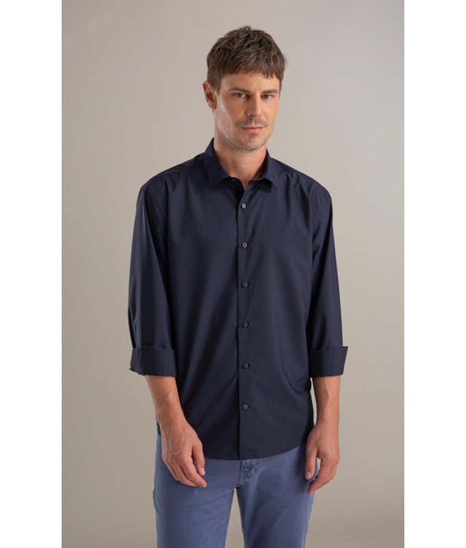 Camisa Politech Modal Ml Dark Navy