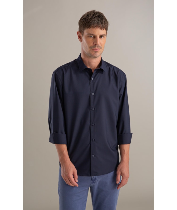 Camisa Politech Modal Ml Dark Navy