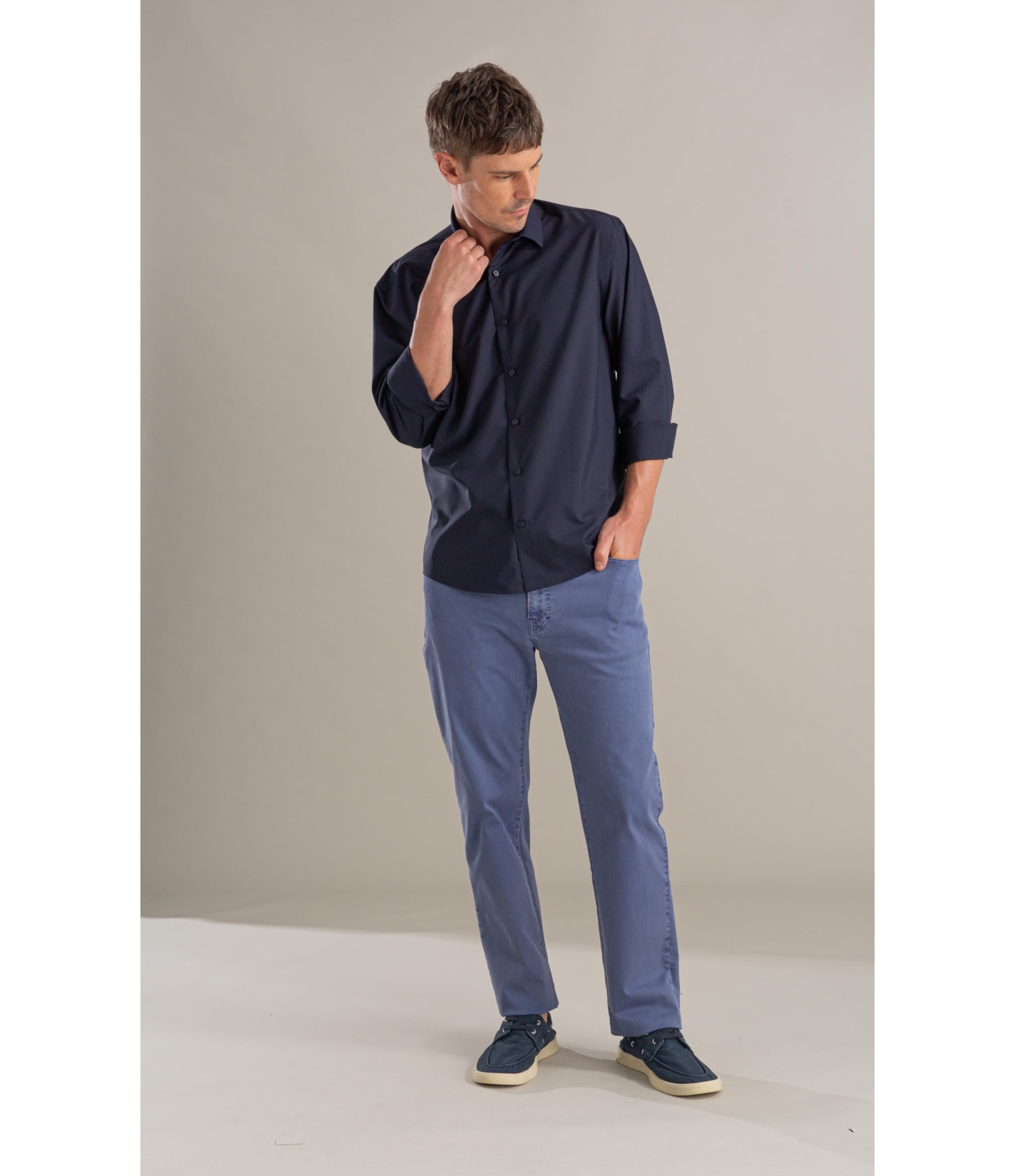 Camisa Politech Modal Ml Dark Navy