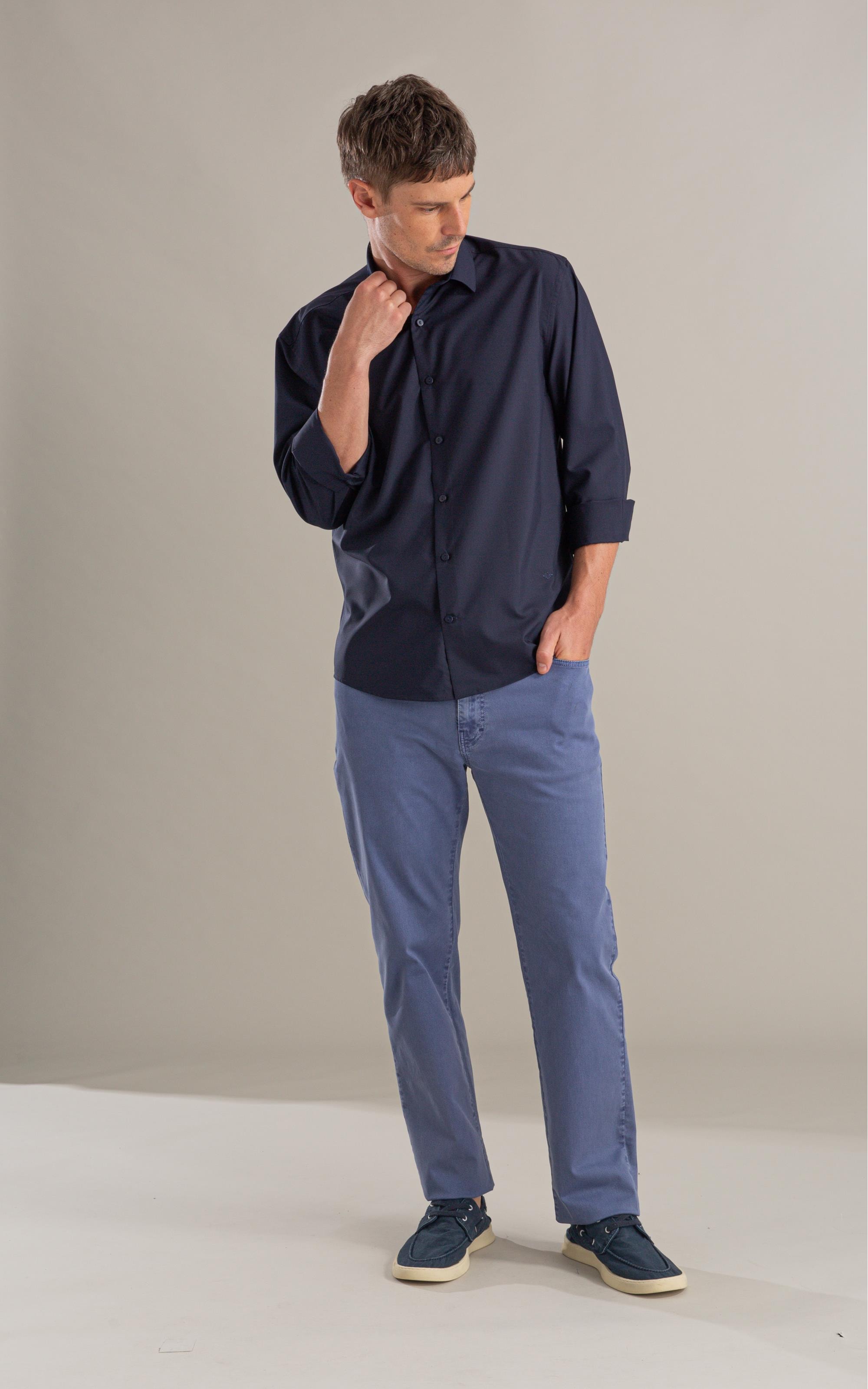 Camisa Politech Modal Ml Dark Navy