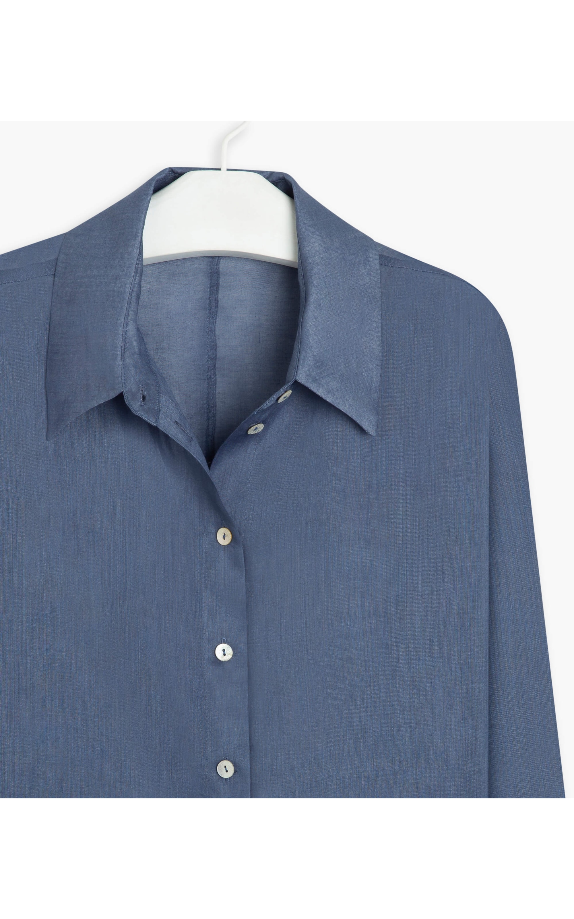 Camisa  Puro Linho Akira Rami Azul Seco