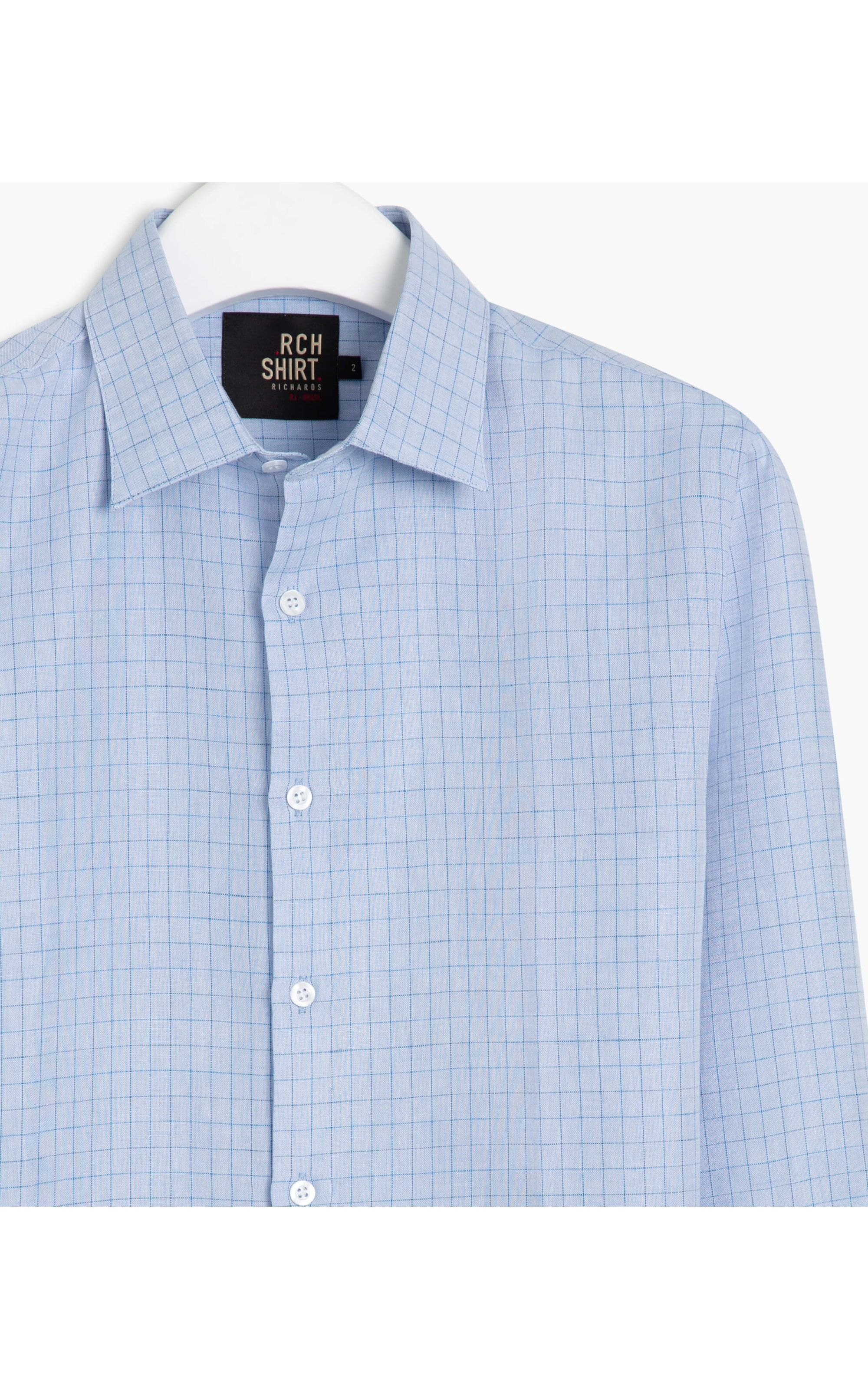 Camisa  Puro Linho Amir Xadrez Ml Azul Bic