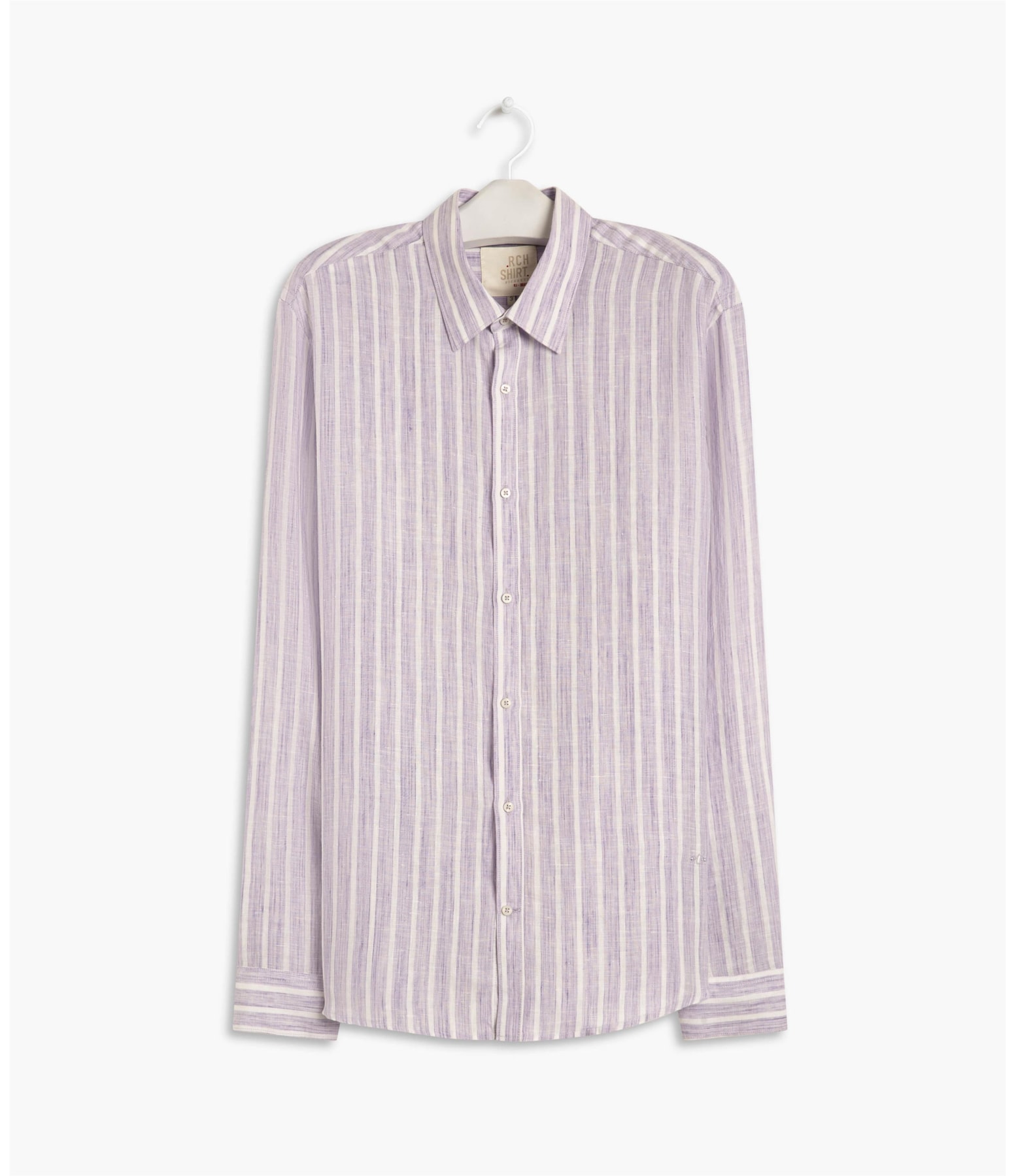 Camisa Puro Linho Amoz Listrada Ml Lilas