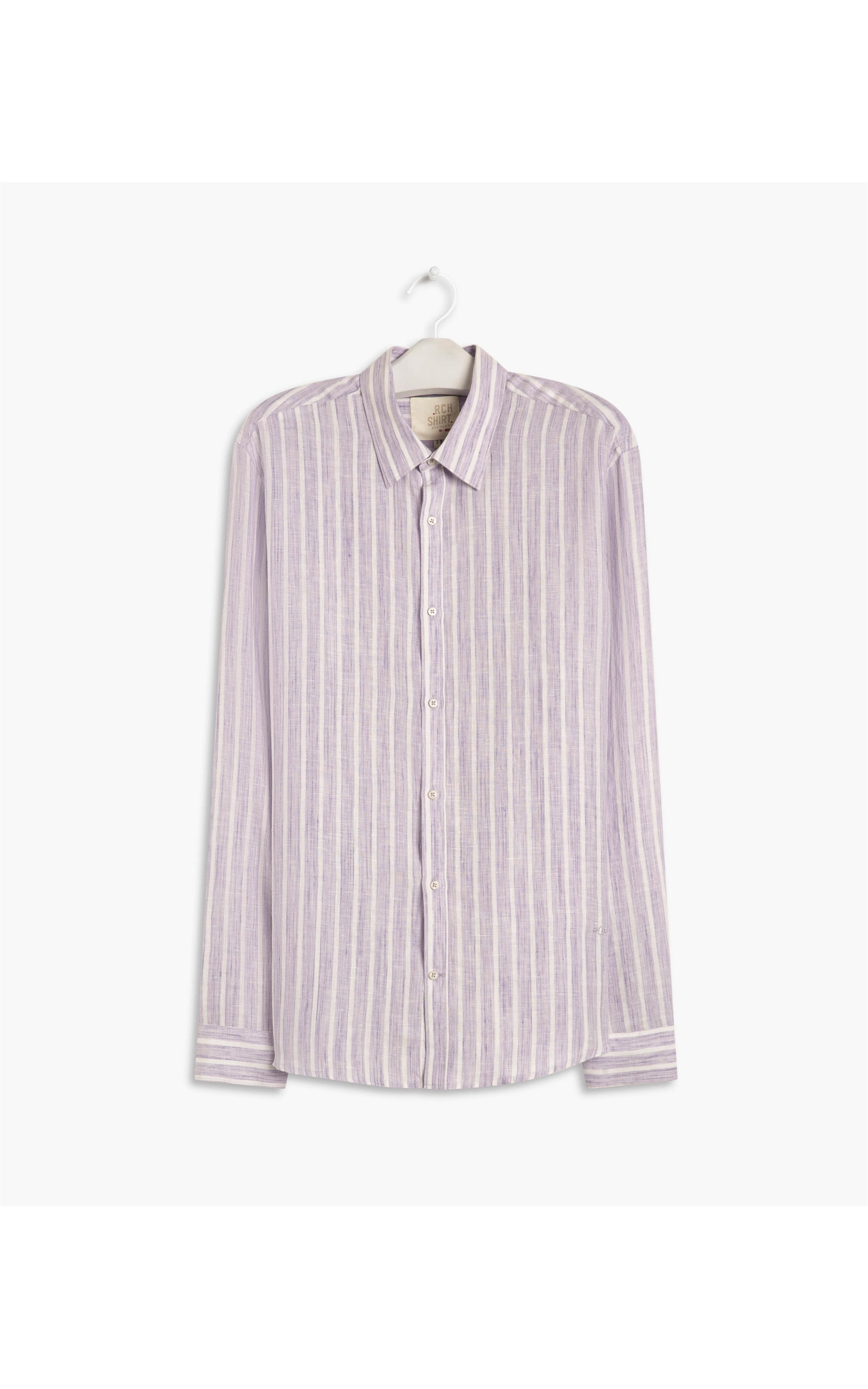 Camisa Puro Linho Amoz Listrada Ml Lilas