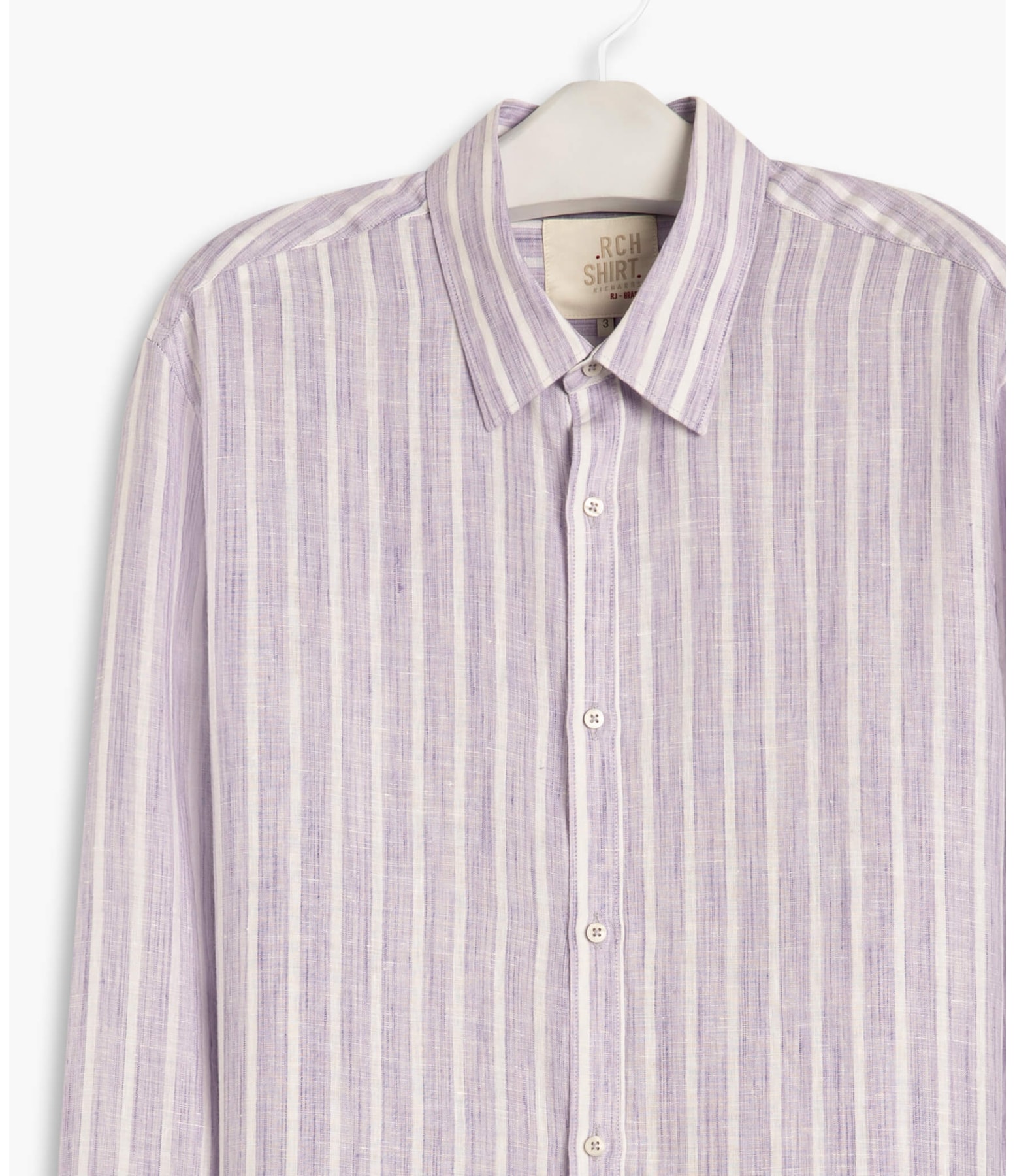 Camisa Puro Linho Amoz Listrada Ml Lilas
