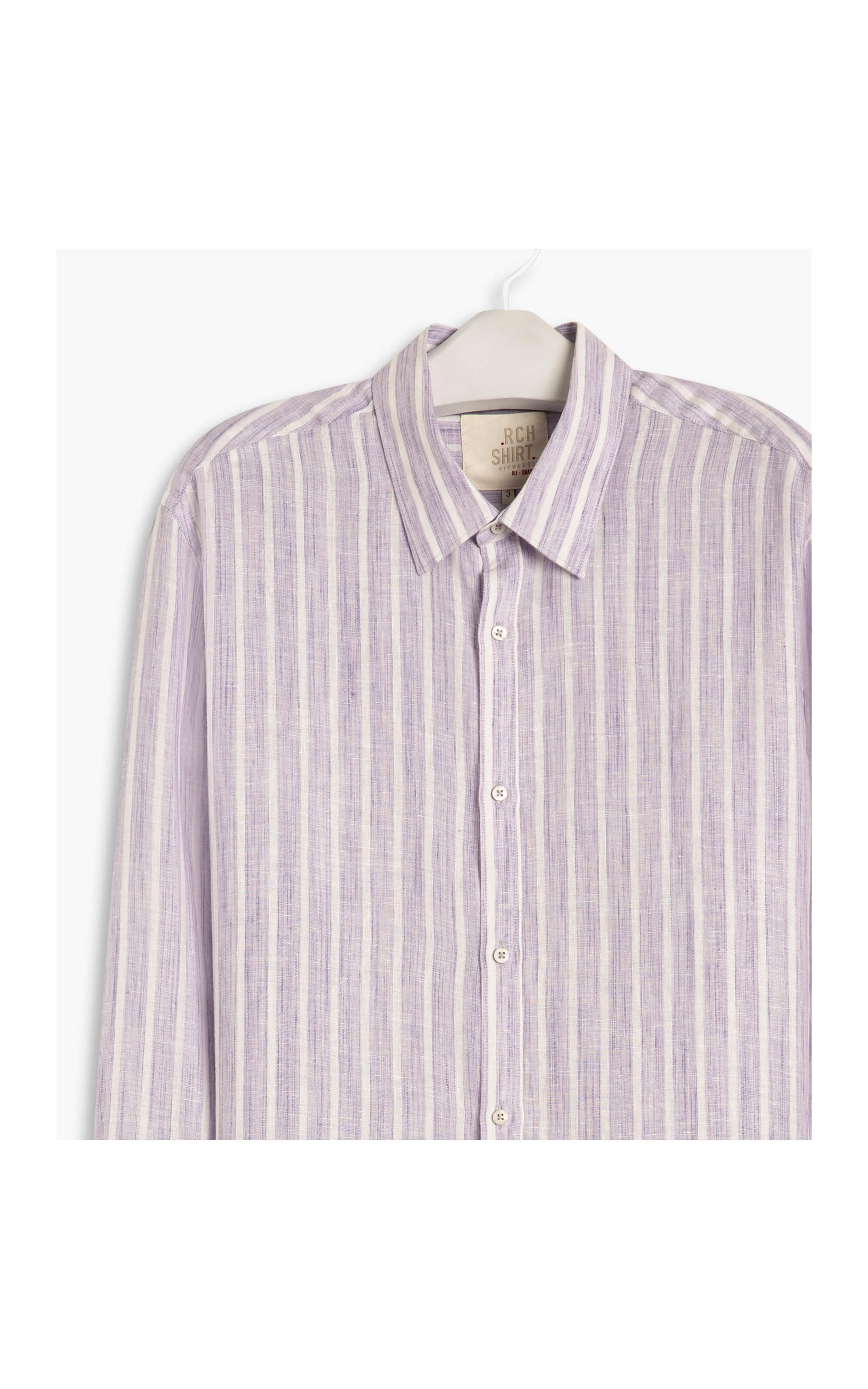 Camisa Puro Linho Amoz Listrada Ml Lilas