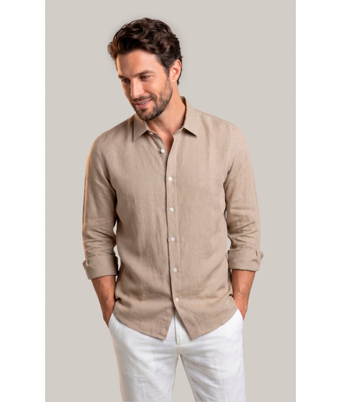 Camisa  Puro Linho Areia