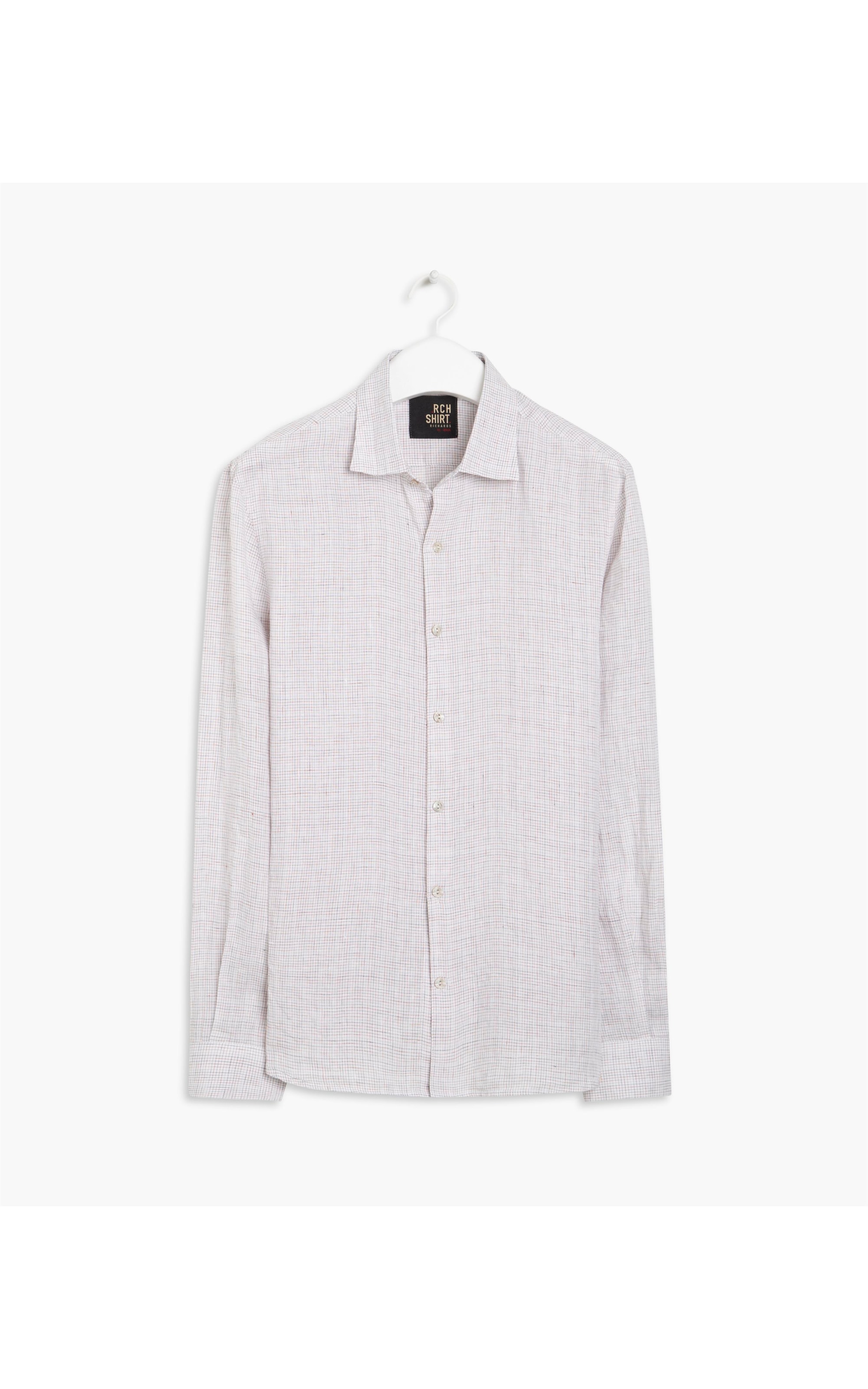 Camisa Puro Linho Areia Xadrez Ml Natural