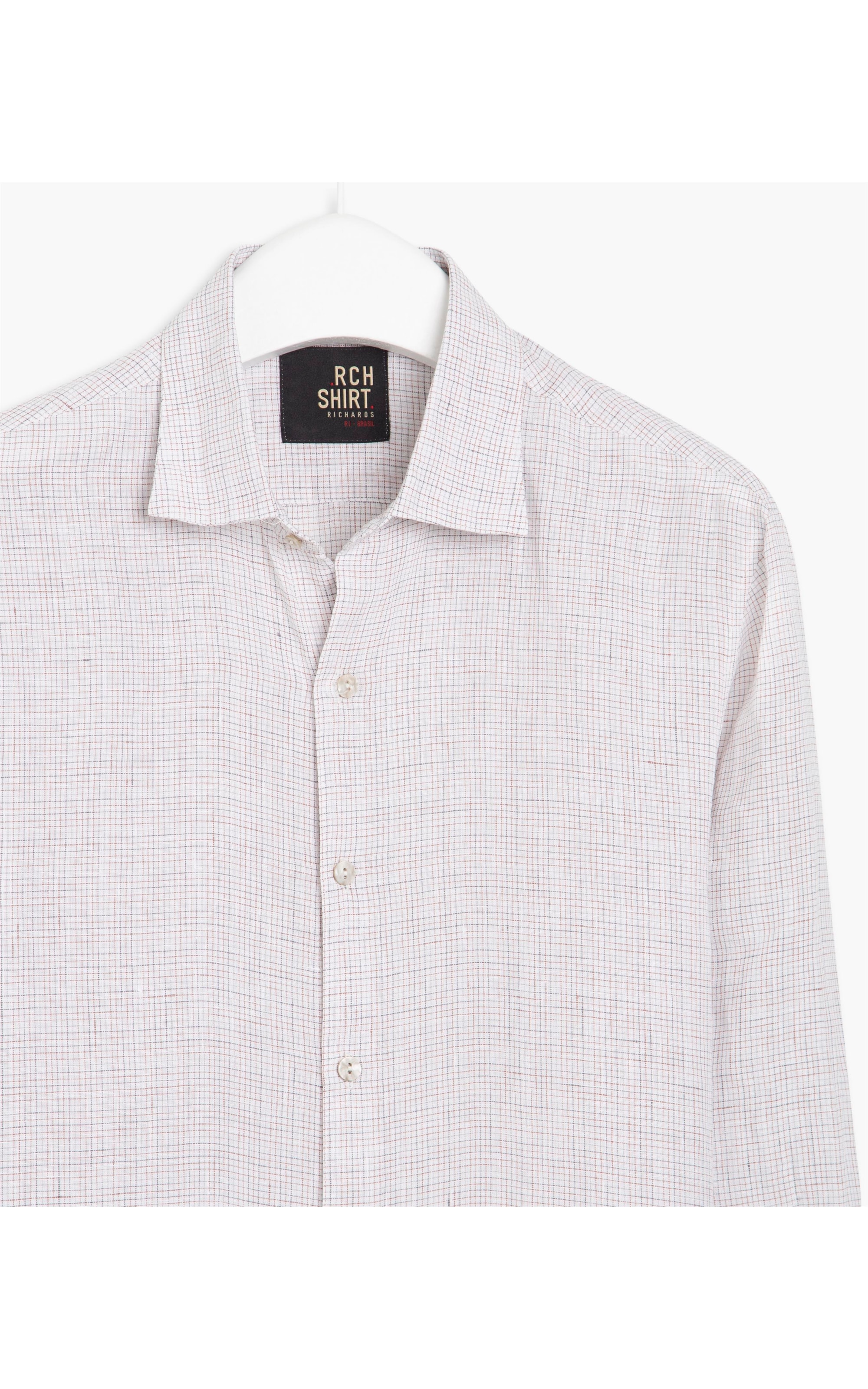 Camisa Puro Linho Areia Xadrez Ml Natural