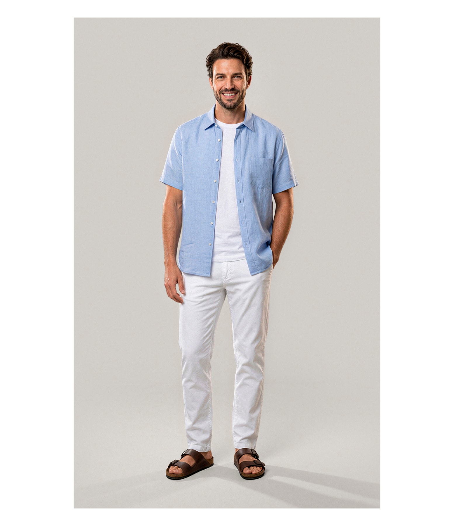 Camisa Puro Linho Azul