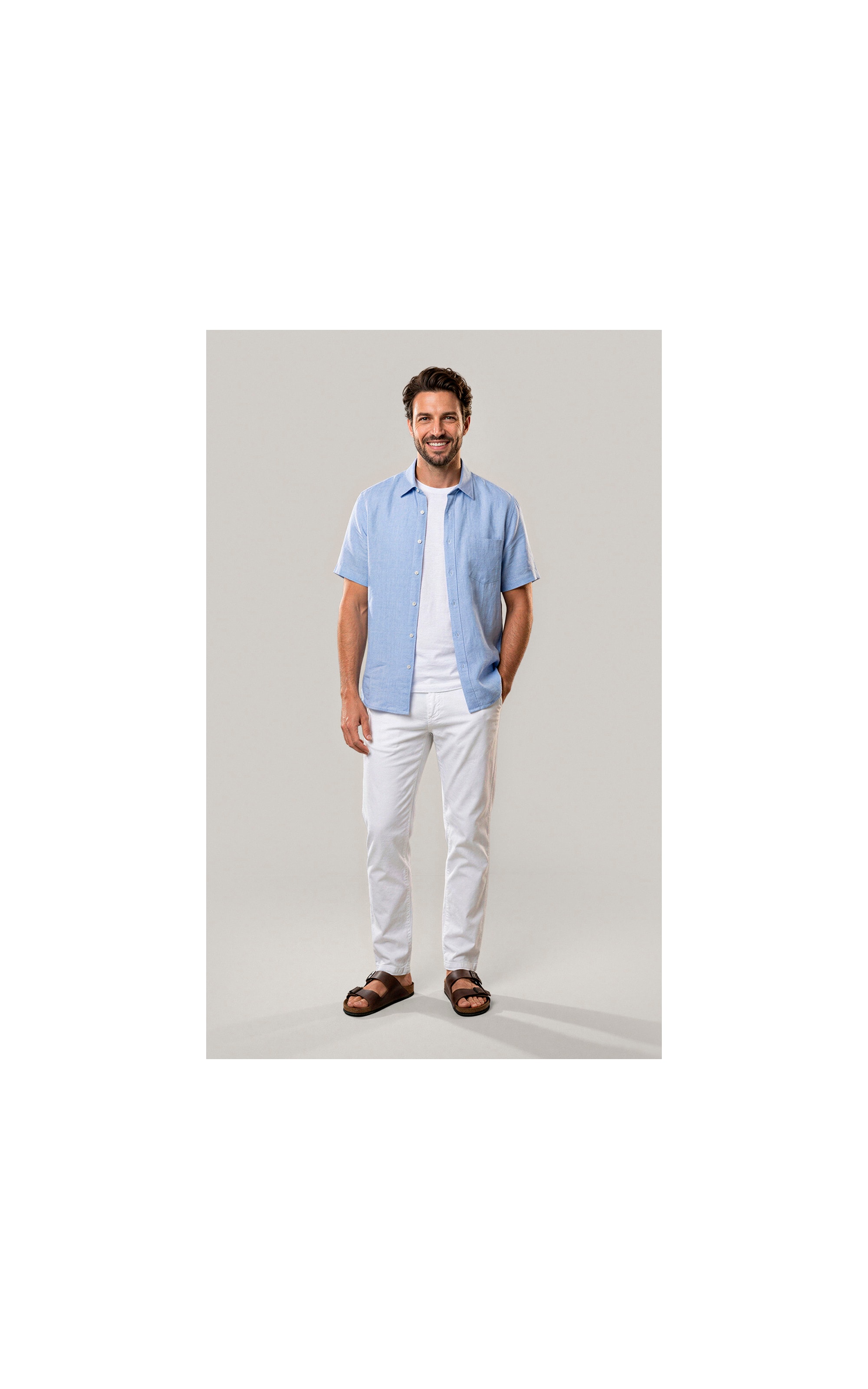 Camisa Puro Linho Azul