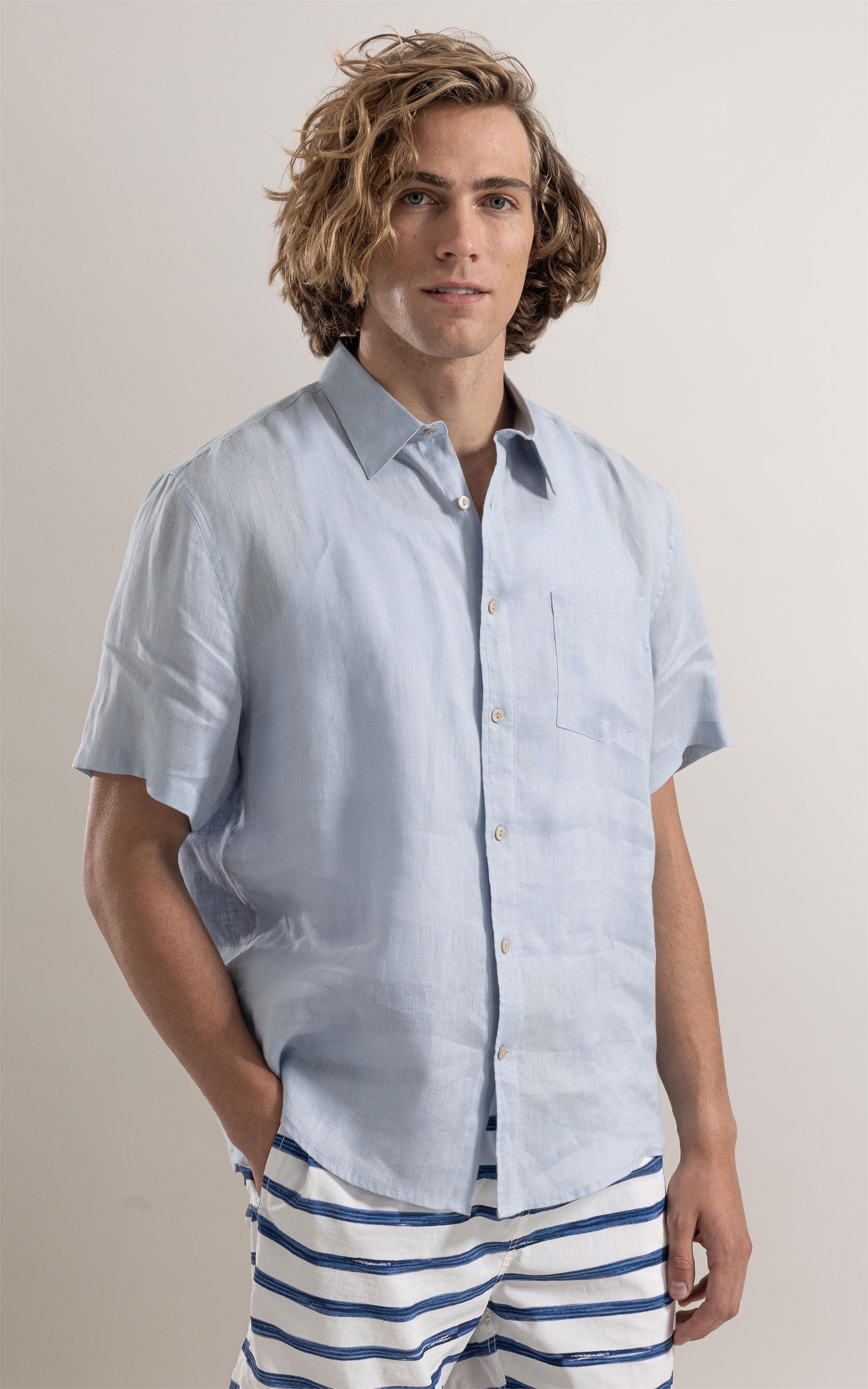 Camisa Puro Linho Azul Claro