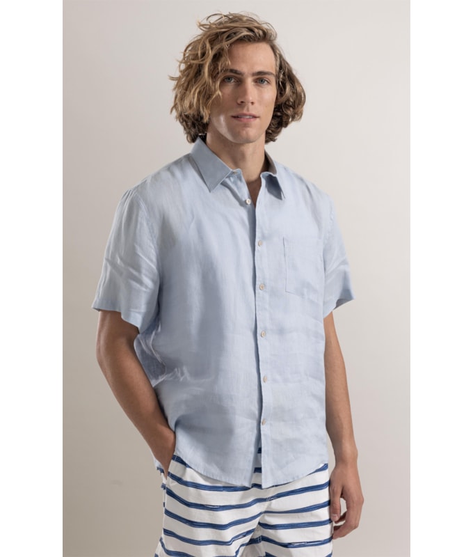 Camisa Puro Linho Azul Claro