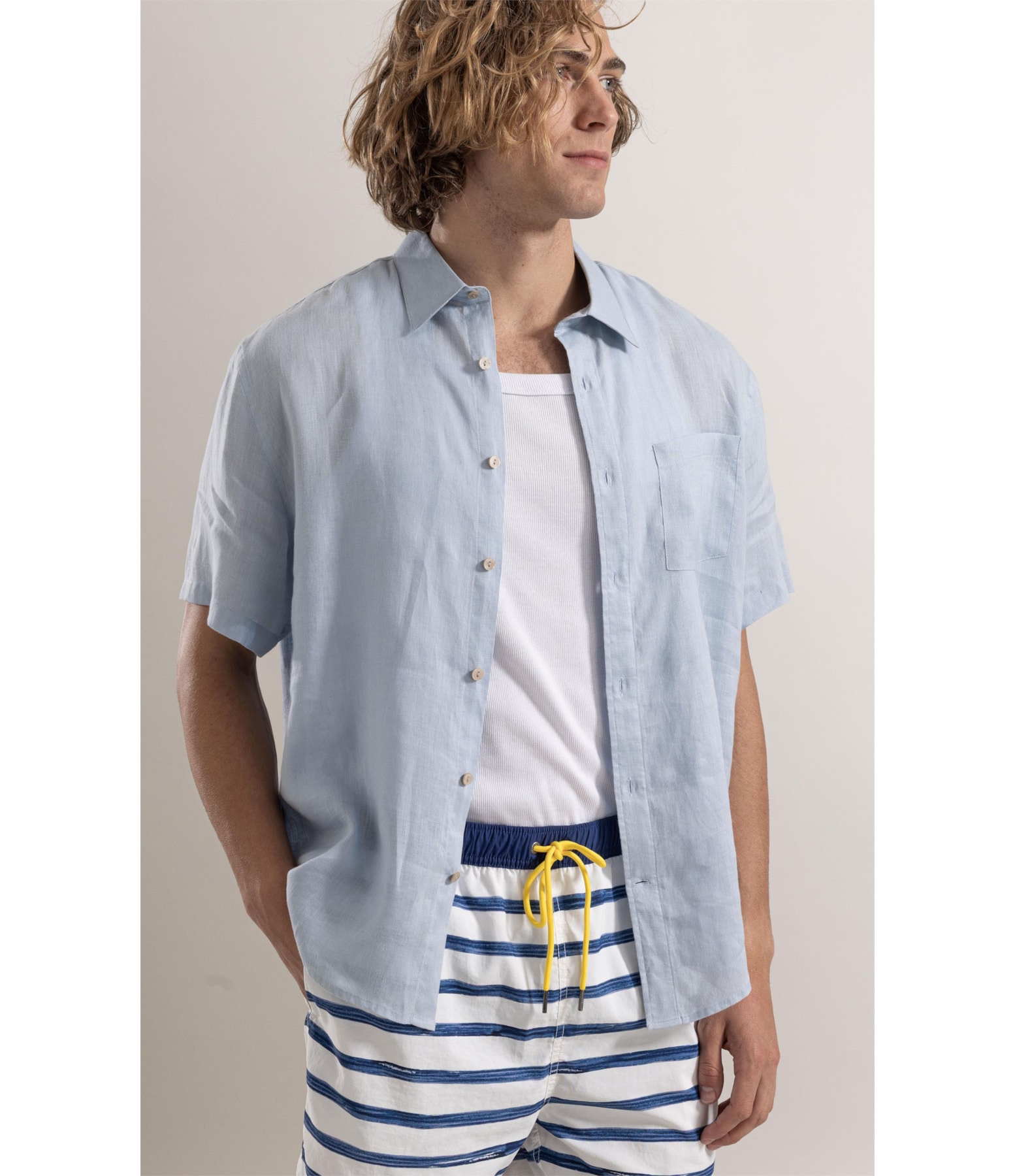 Camisa Puro Linho Azul Claro
