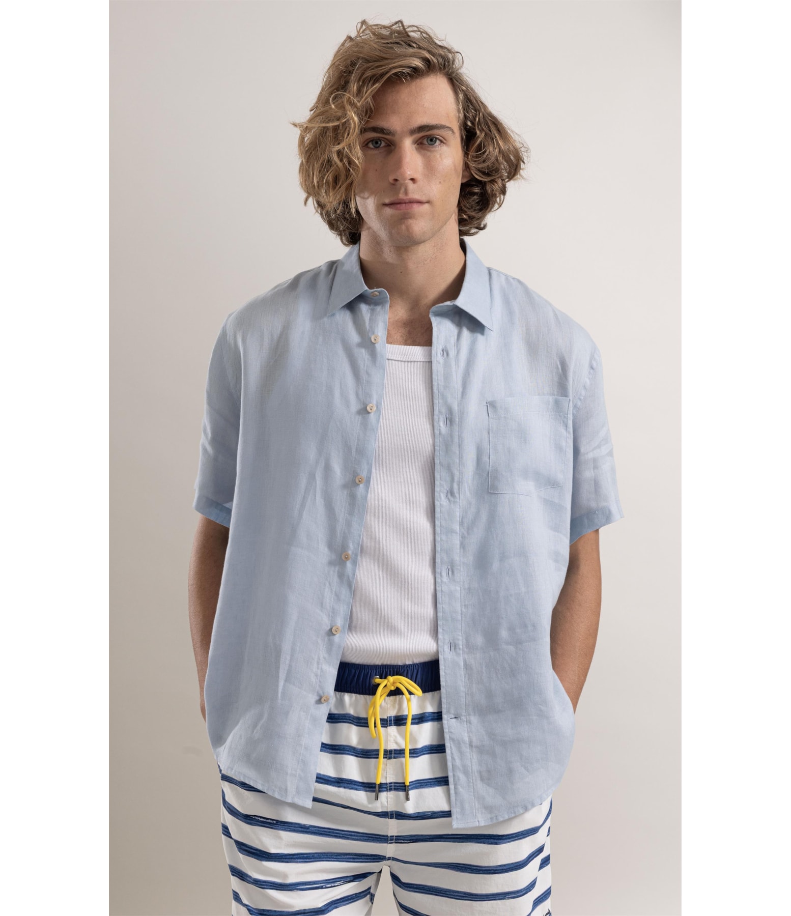 Camisa Puro Linho Azul Claro