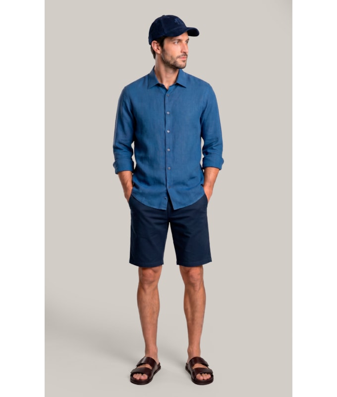 Camisa  Puro Linho Azul Jeans