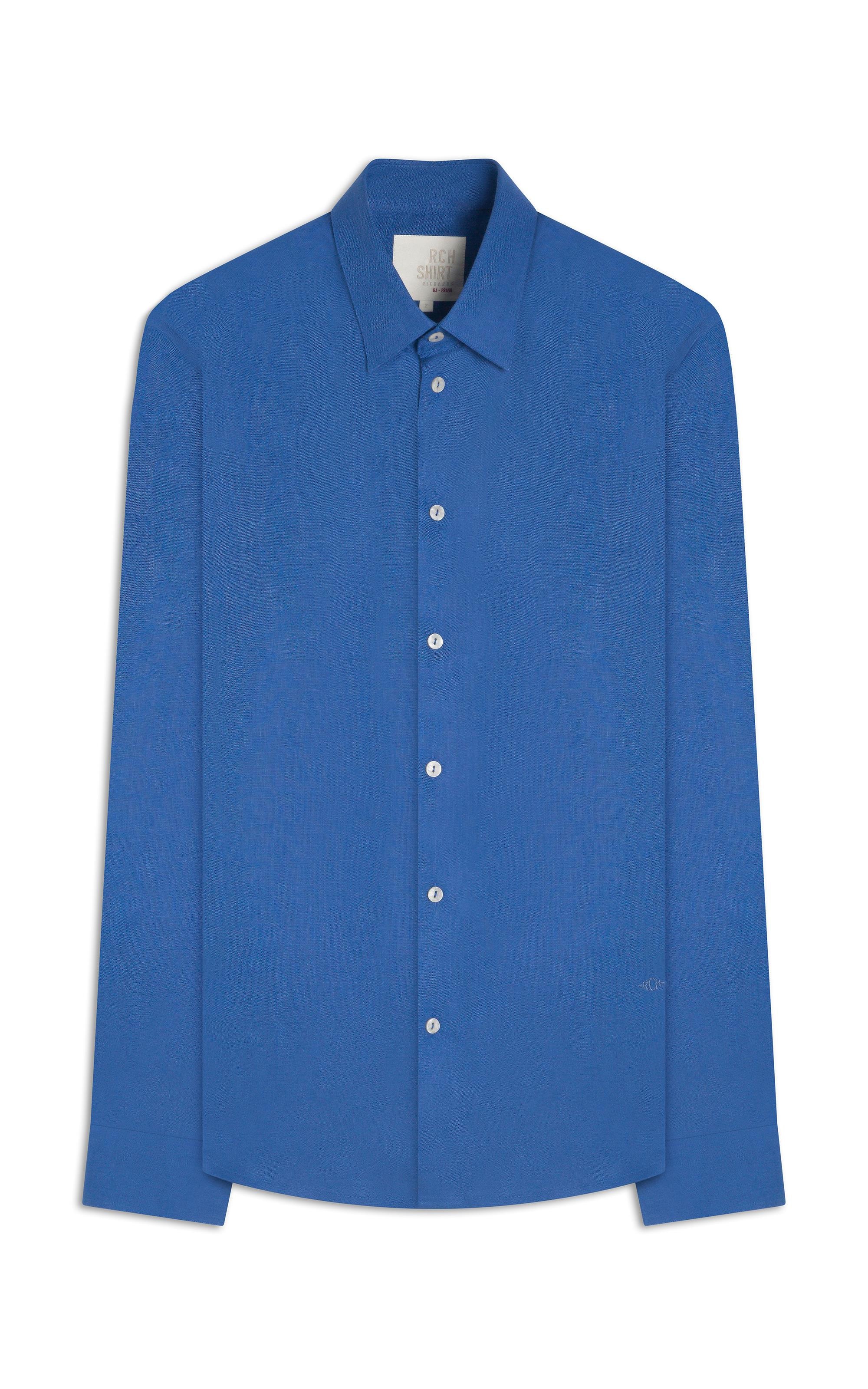Camisa  Puro Linho Azul Royal