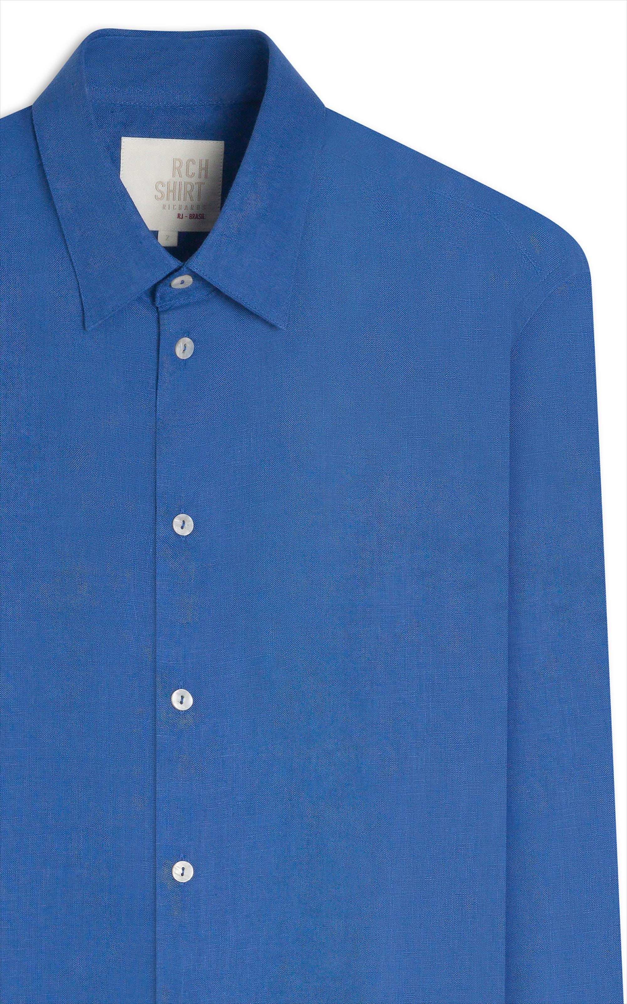 Camisa  Puro Linho Azul Royal