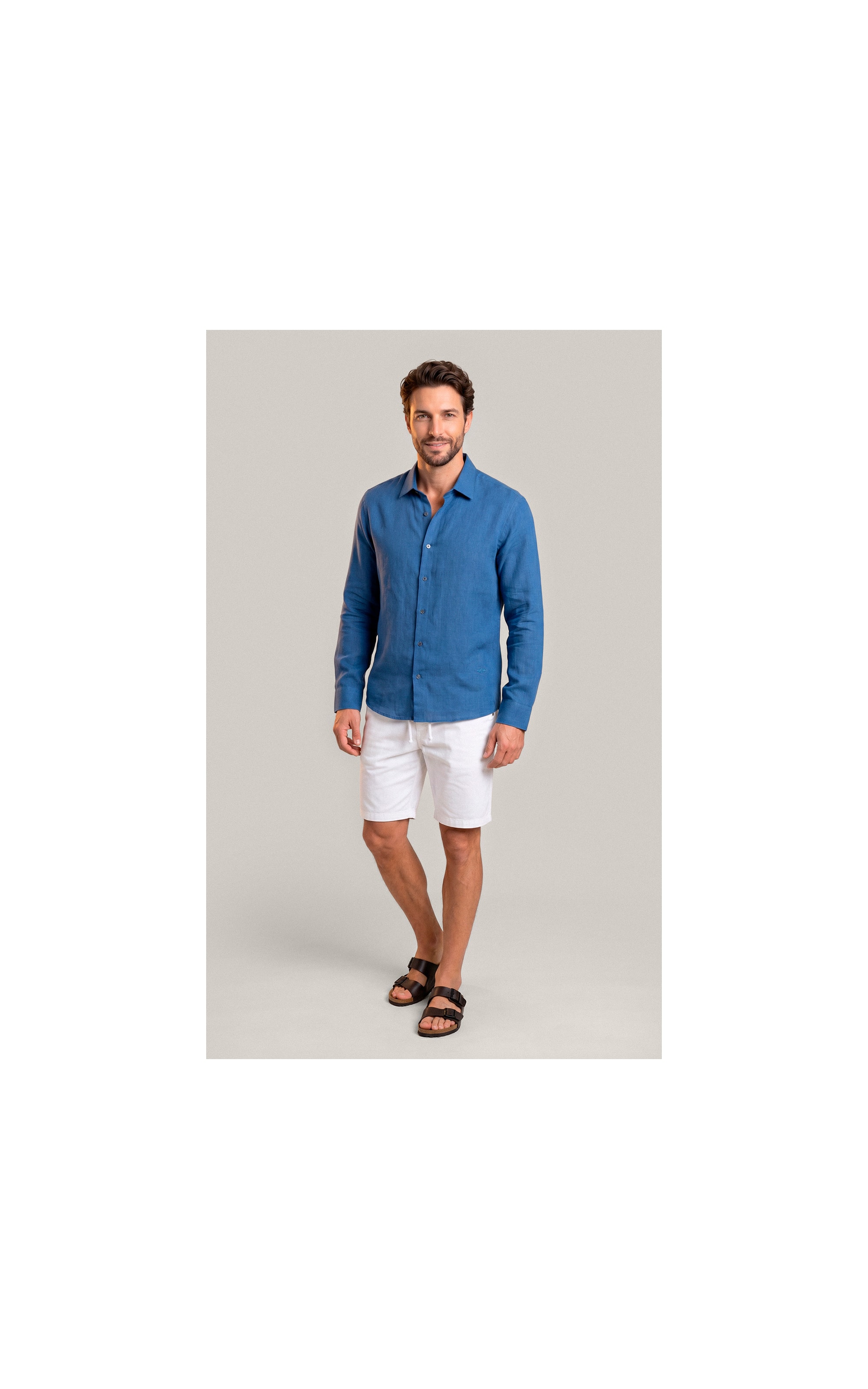 Camisa  Puro Linho Azul Royal