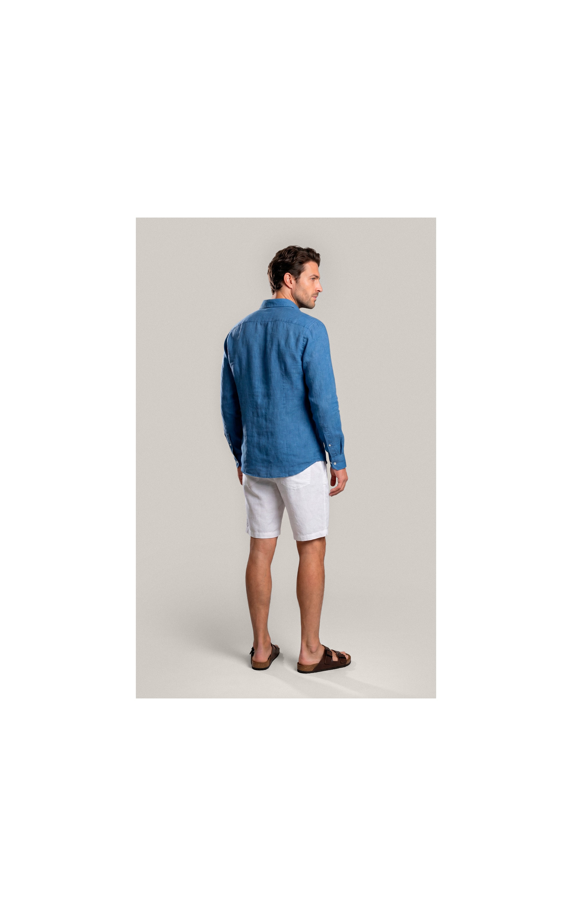 Camisa  Puro Linho Azul Royal