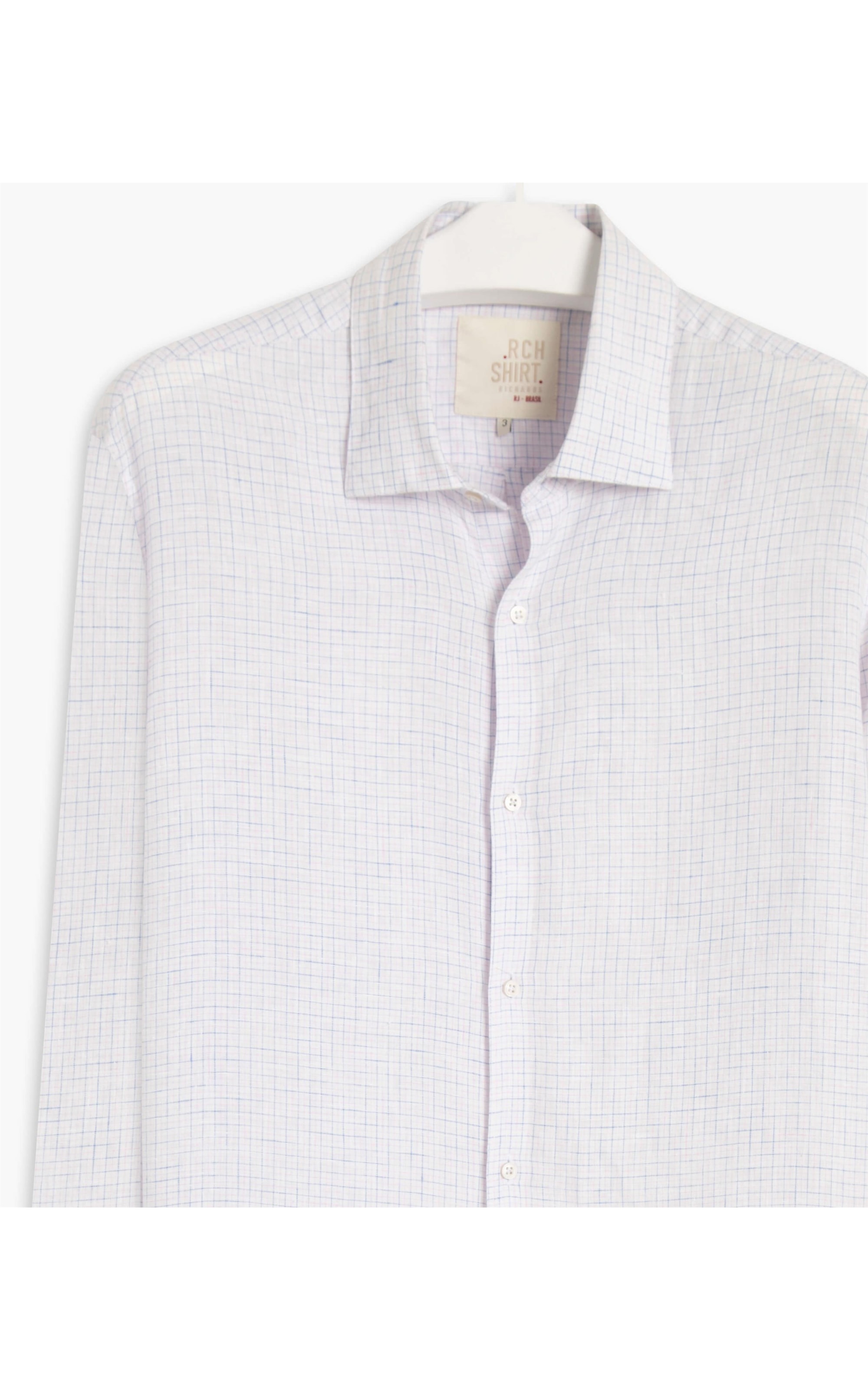 Camisa Puro Linho Bento Xadrez Ml Rosa