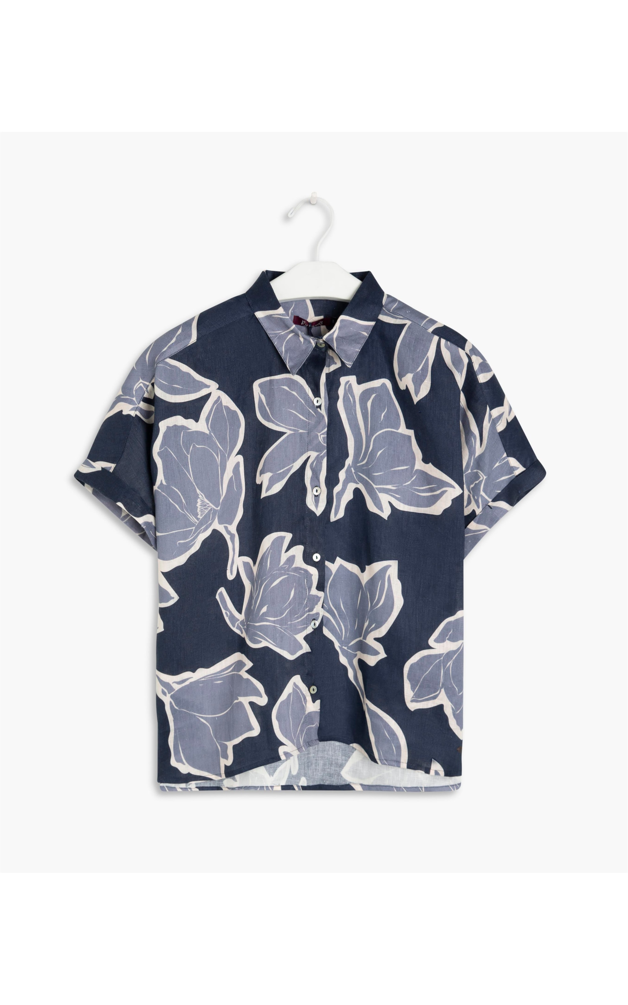 Camisa  Puro Linho  Blend Peace Floral Dark Wine