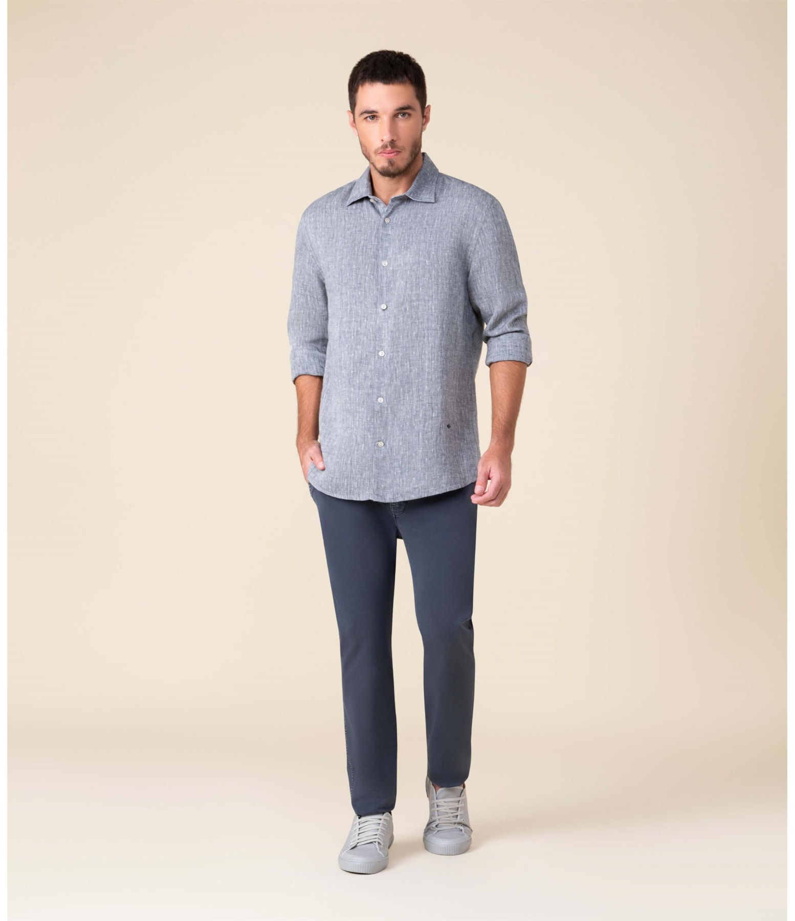 Camisa Puro Linho  Bruno Dark Navy