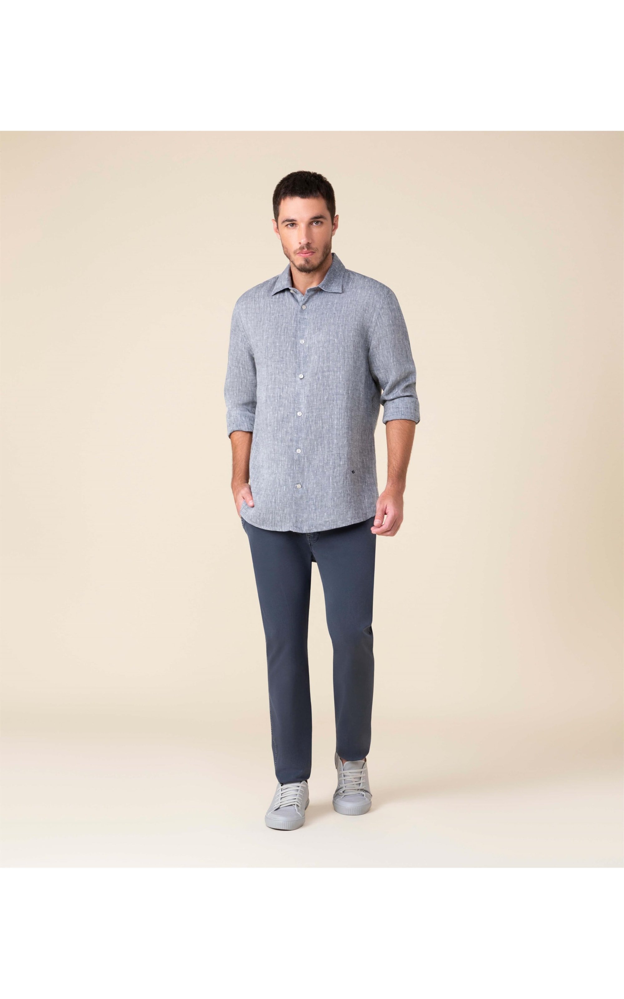 Camisa Puro Linho  Bruno Dark Navy