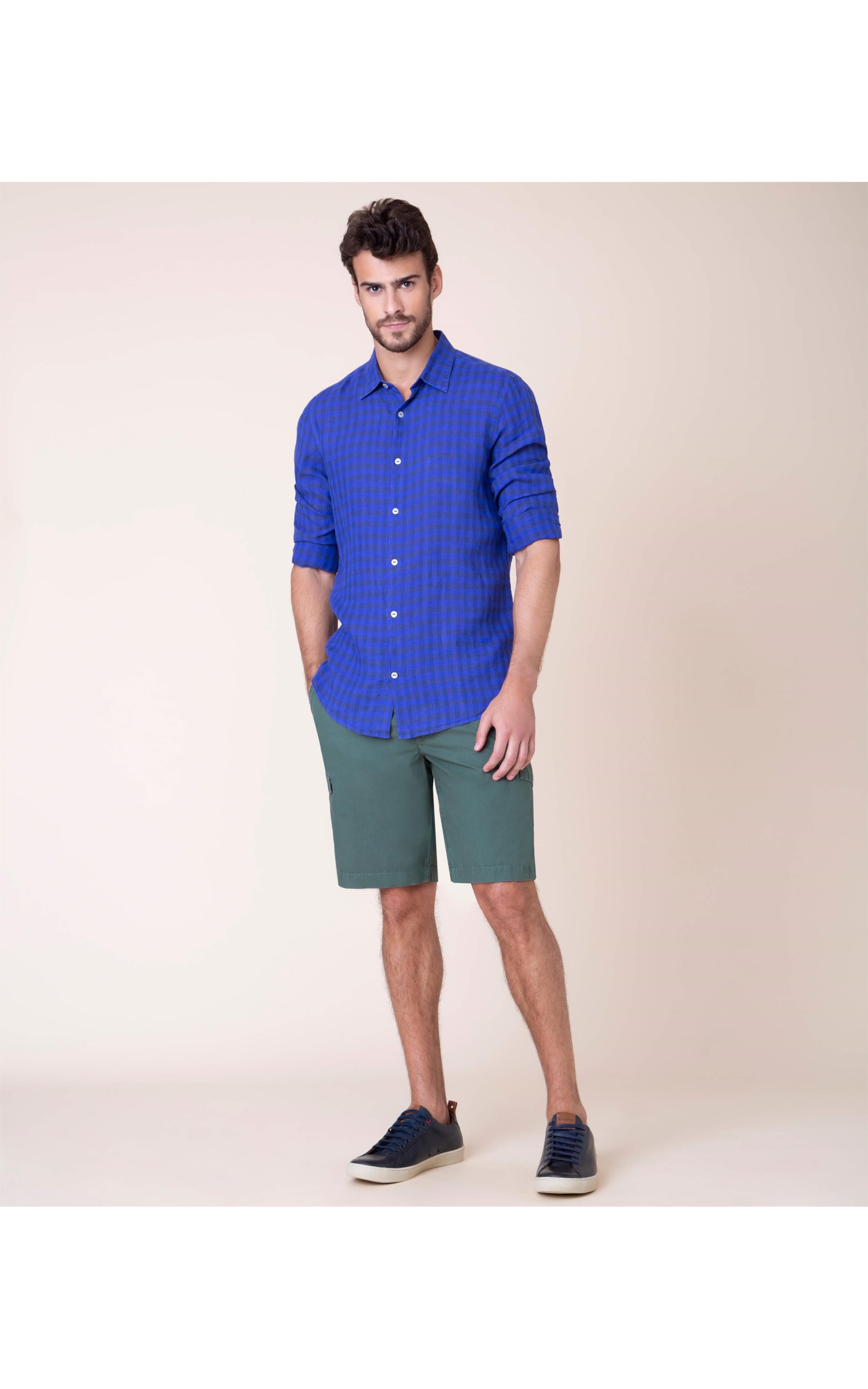 Camisa Puro Linho Carmel Xadrez Ml Hortencia